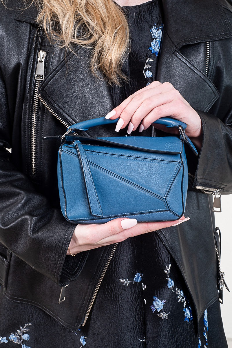 Mini Blue Calfskin Puzzle Bag