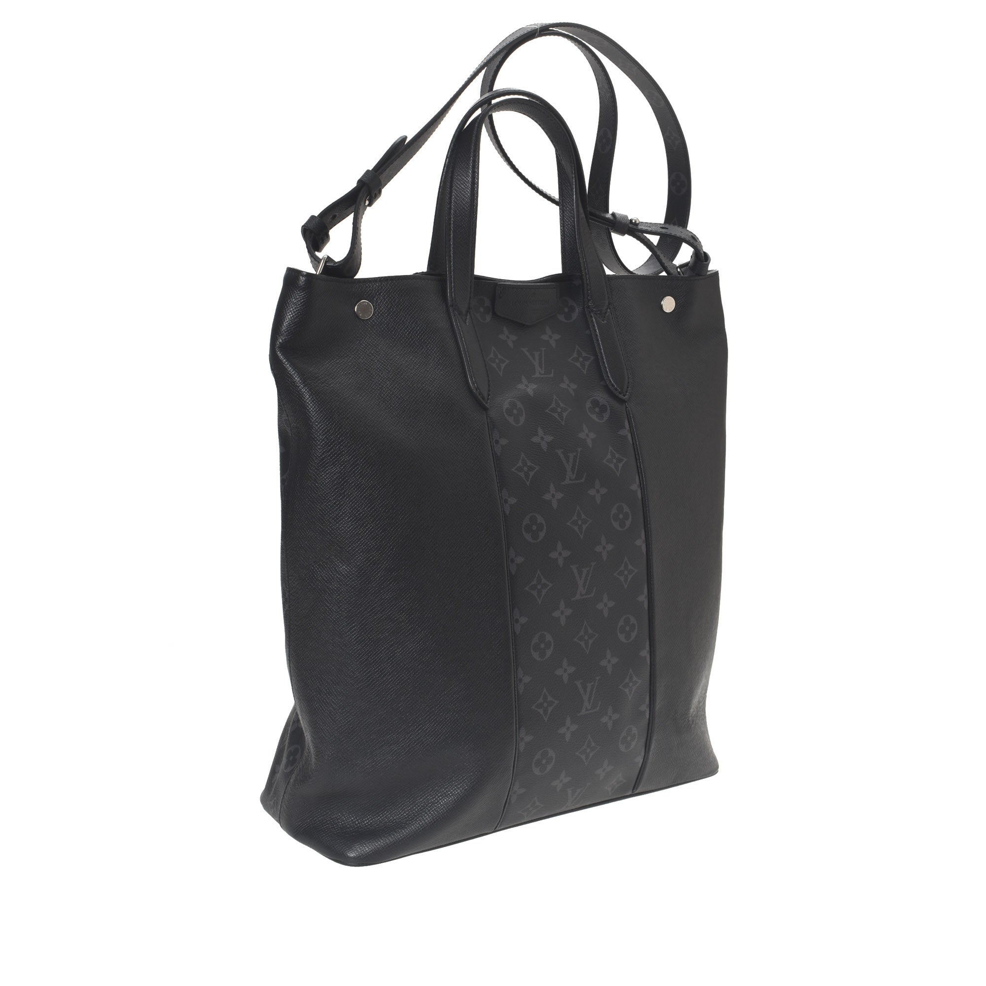 Black Coated Canvas Monogram City Tote