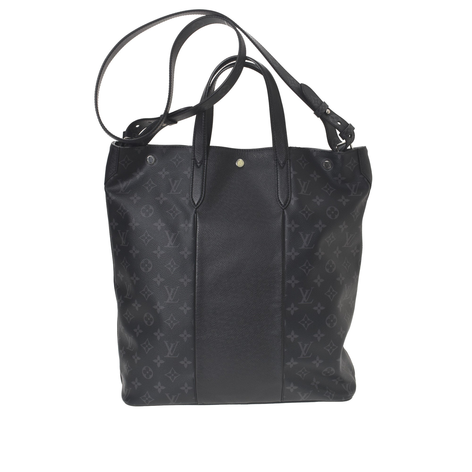 Black Coated Canvas Monogram City Tote