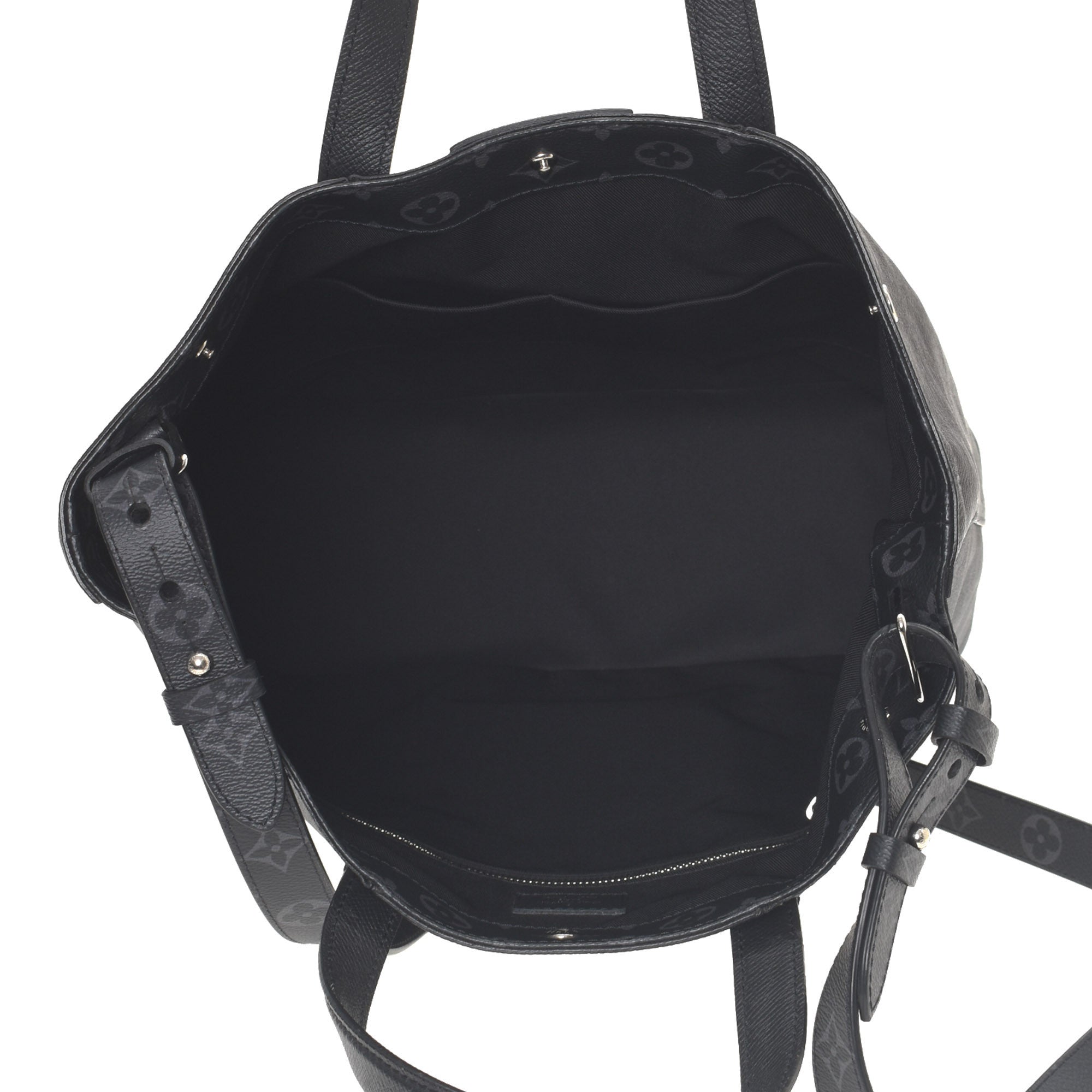 Black Coated Canvas Monogram City Tote