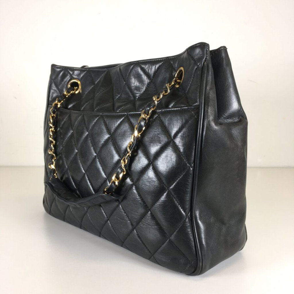 Vintage Black Quilted CC Tote