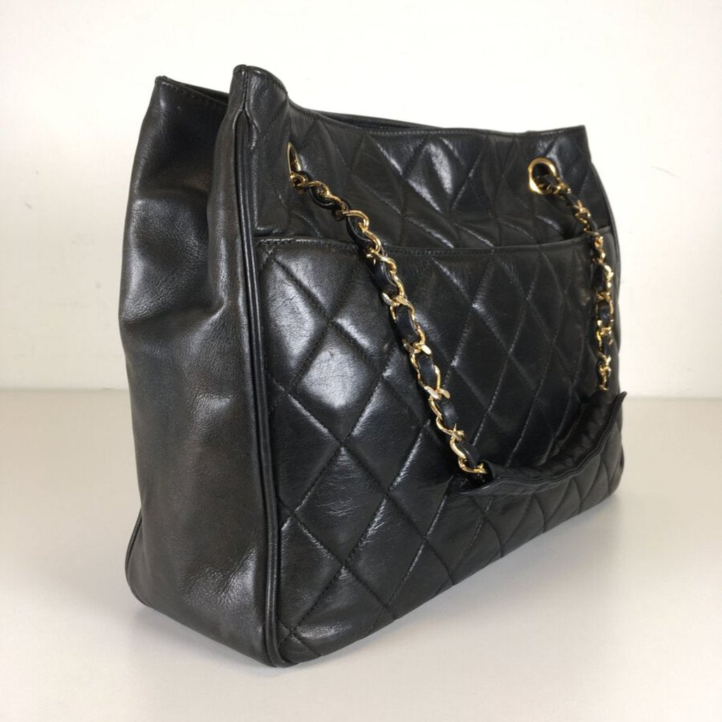 Vintage Black Quilted CC Tote