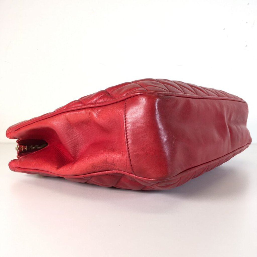 Red Vintage Quilted Shopping Tote