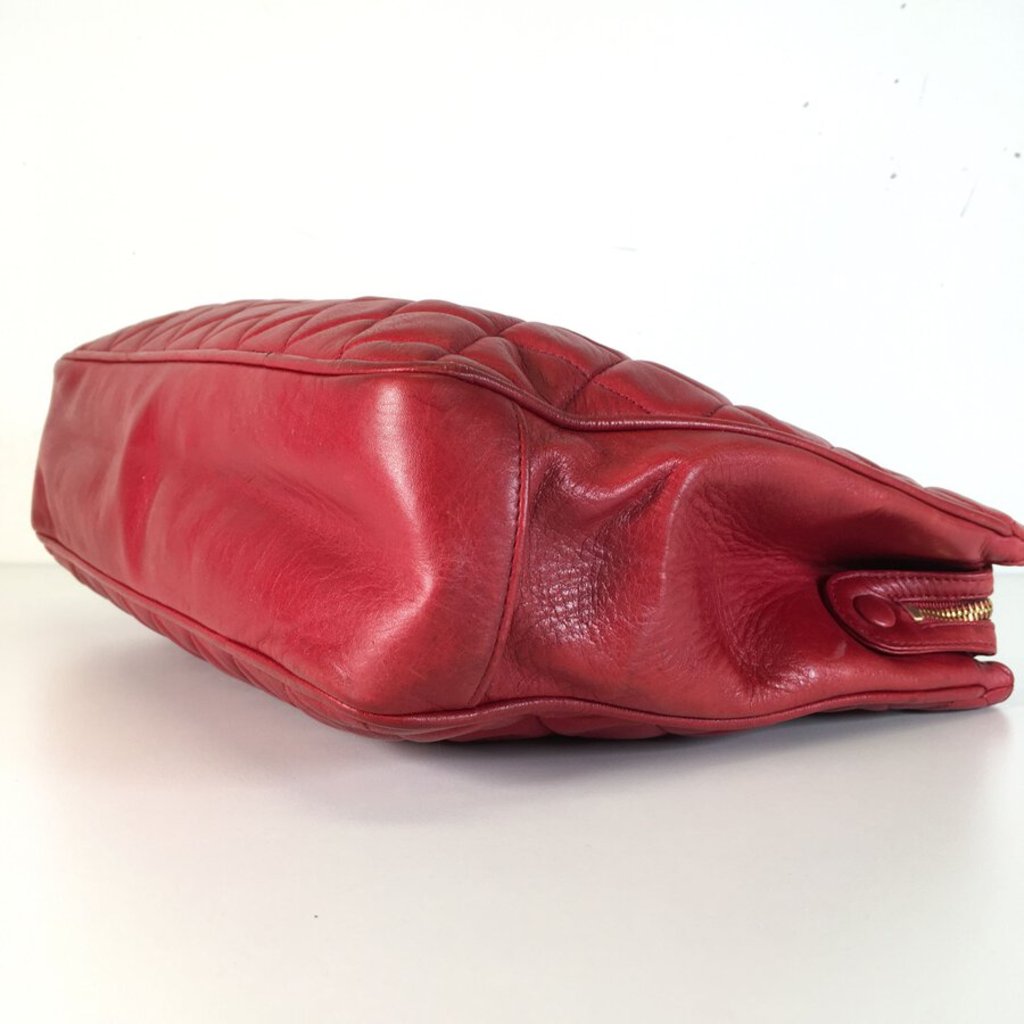 Red Vintage Quilted Shopping Tote