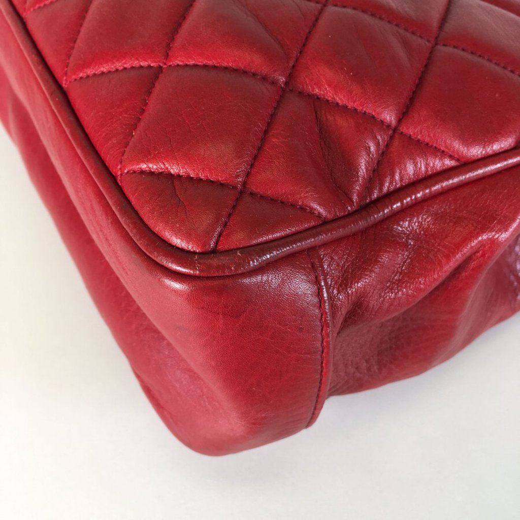 Red Vintage Quilted Shopping Tote
