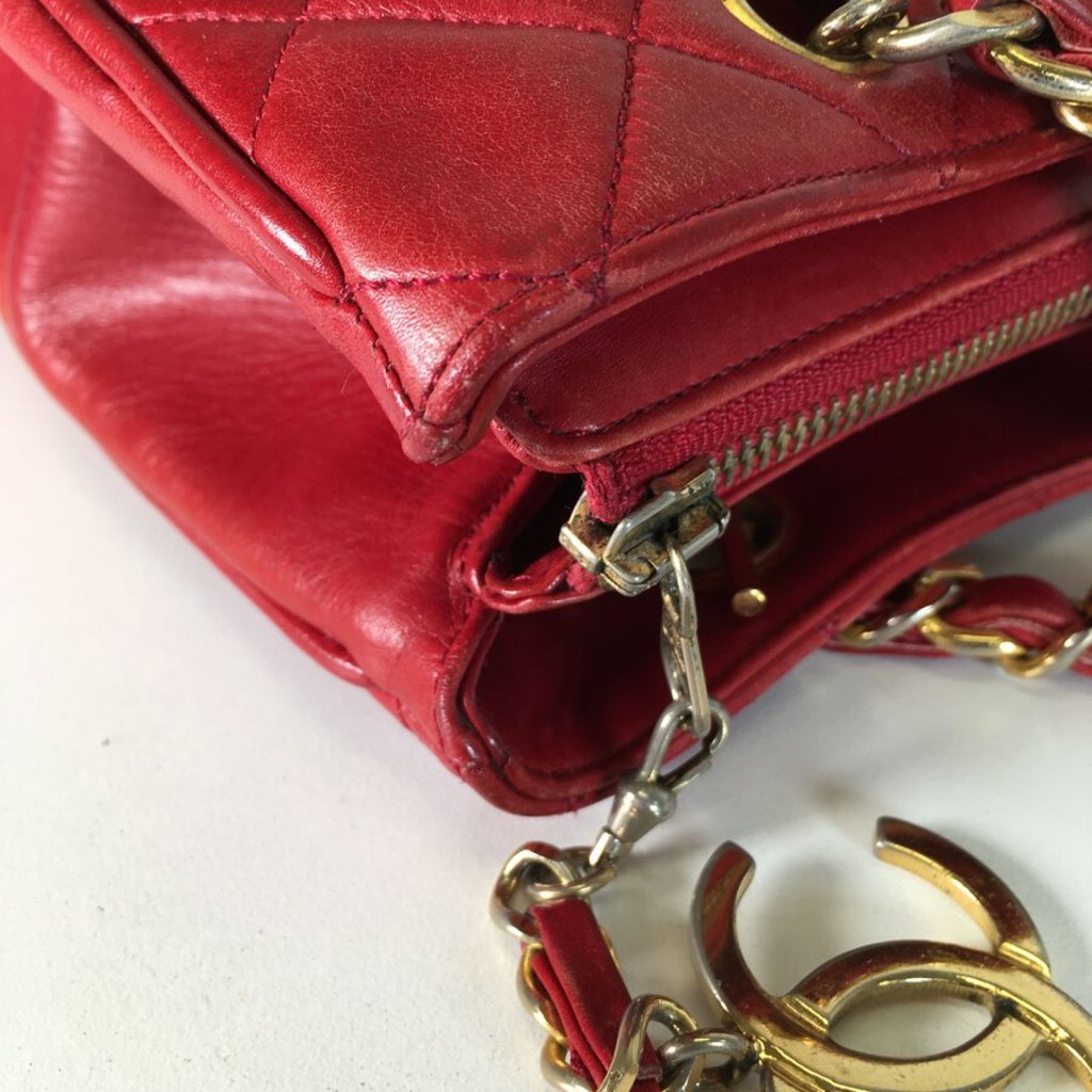 Red Vintage Quilted Shopping Tote