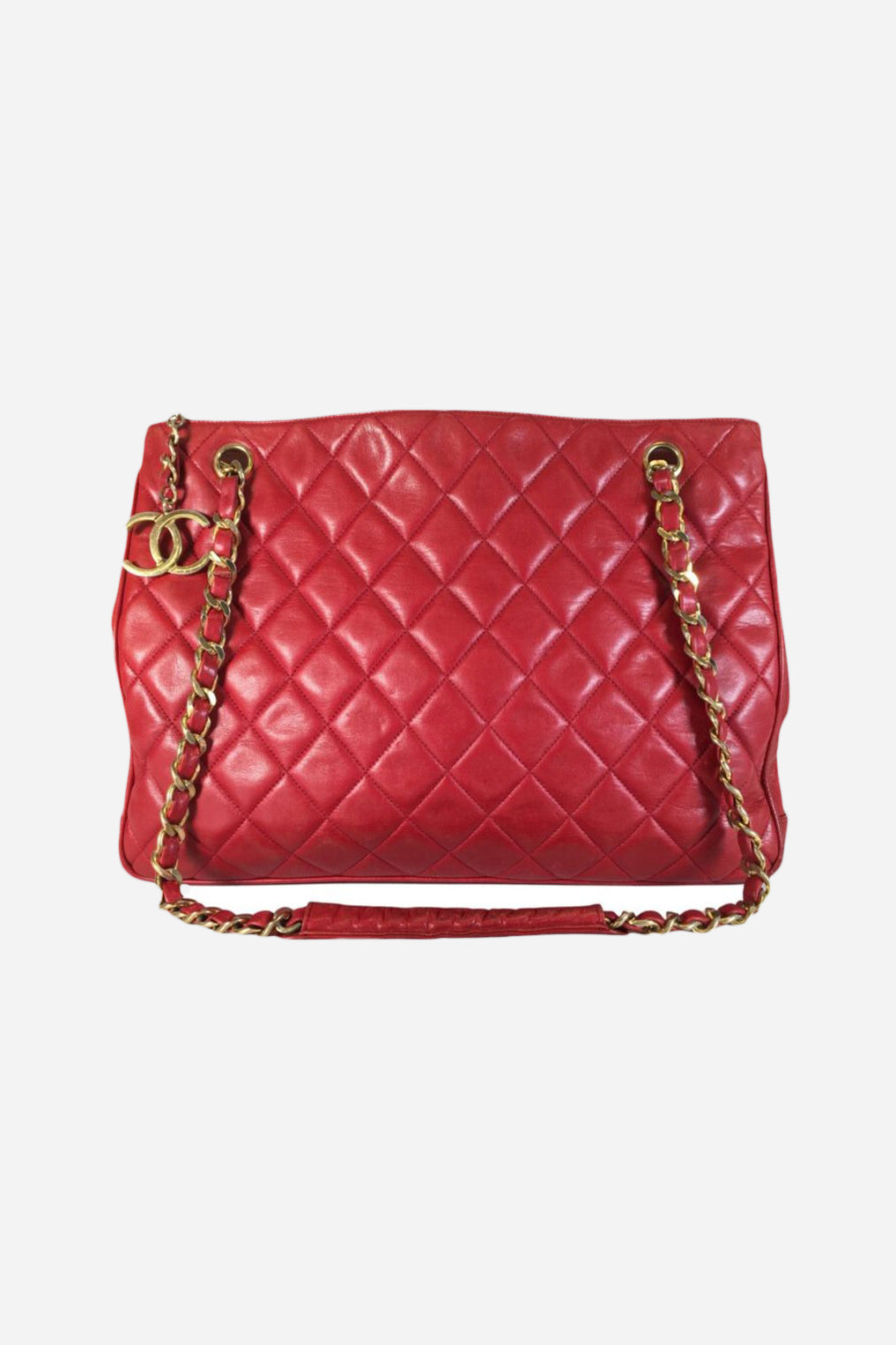 Red Vintage Quilted Shopping Tote