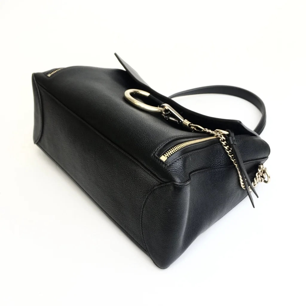 Black Leather Faye Bag
