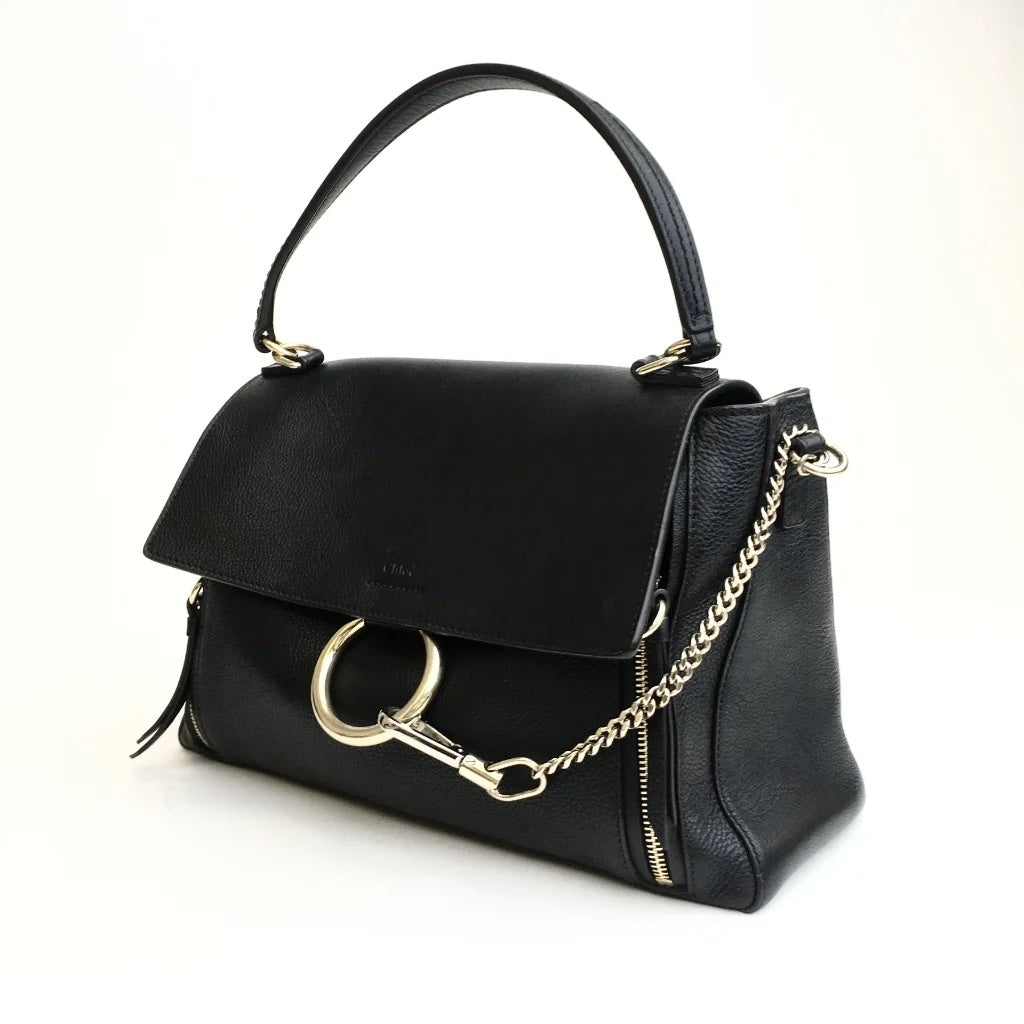 Black Leather Faye Bag