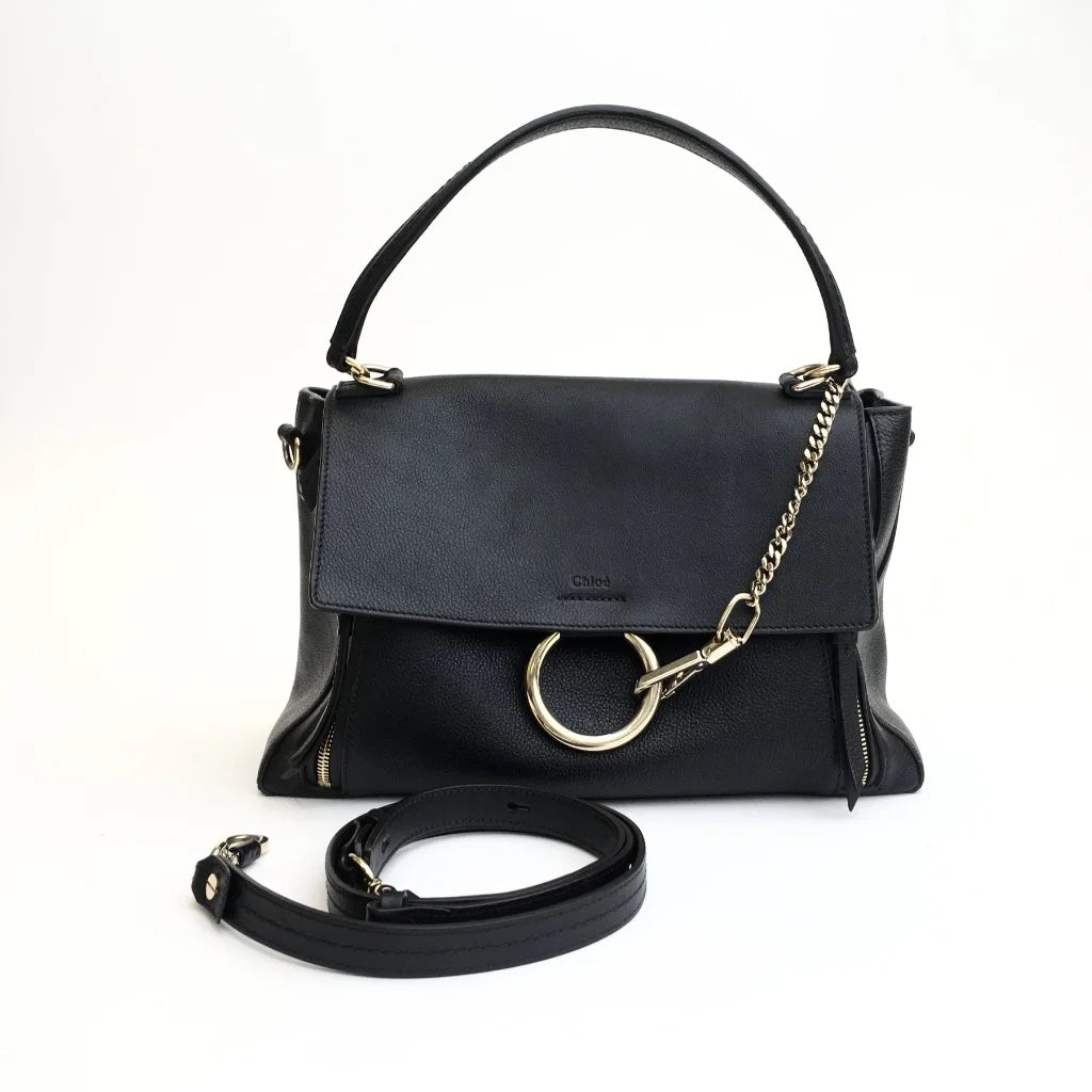Black Leather Faye Bag