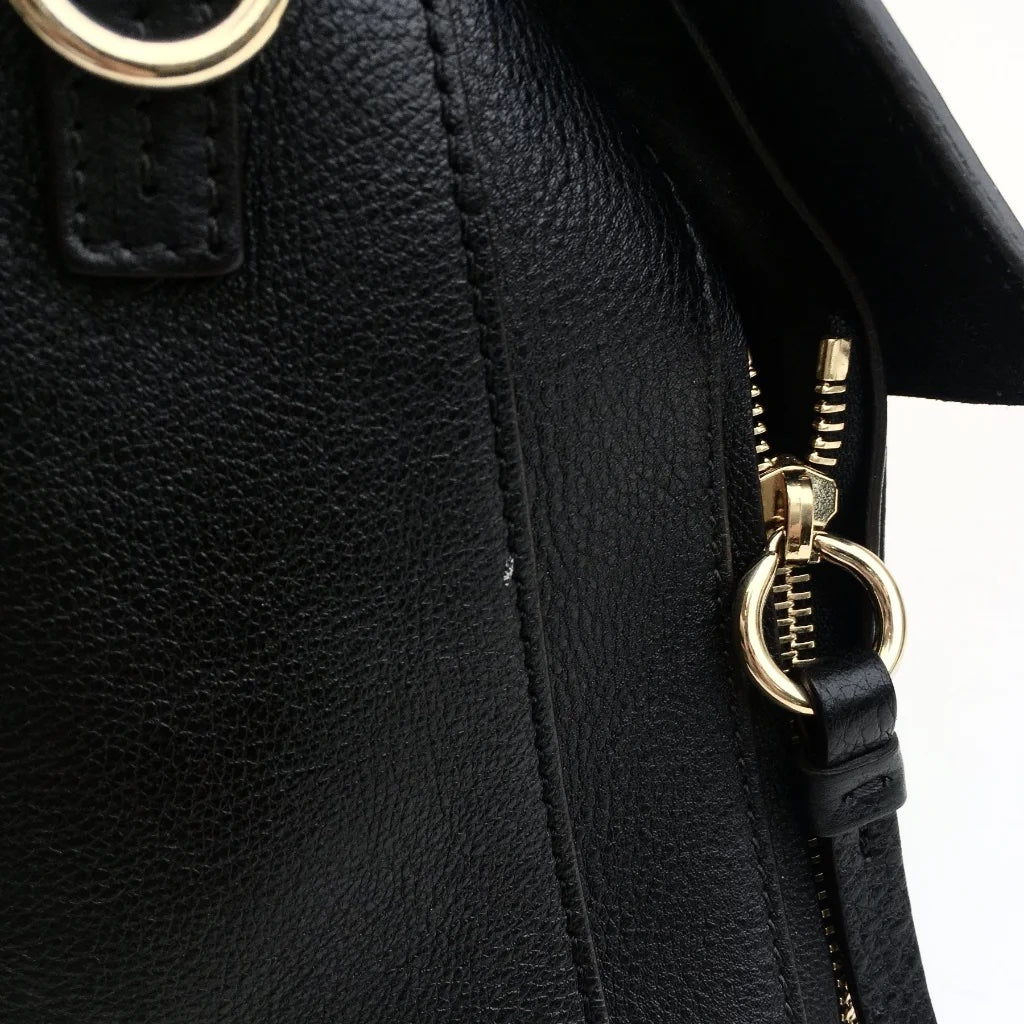 Black Leather Faye Bag