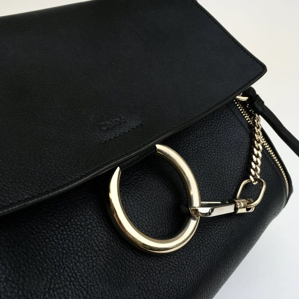 Black Leather Faye Bag