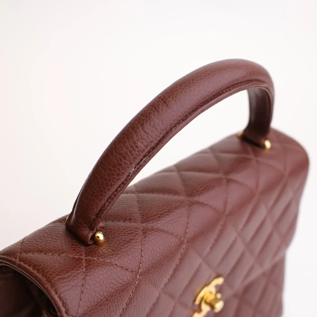 Brown Caviar Vintage Top Handle Bag