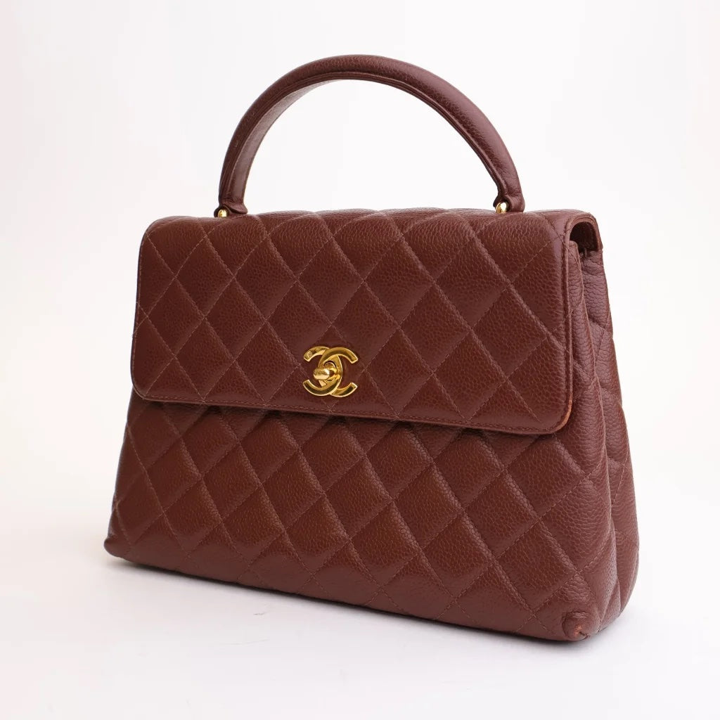 Brown Caviar Vintage Top Handle Bag
