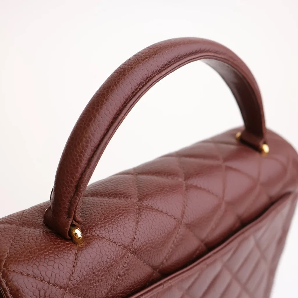 Brown Caviar Vintage Top Handle Bag