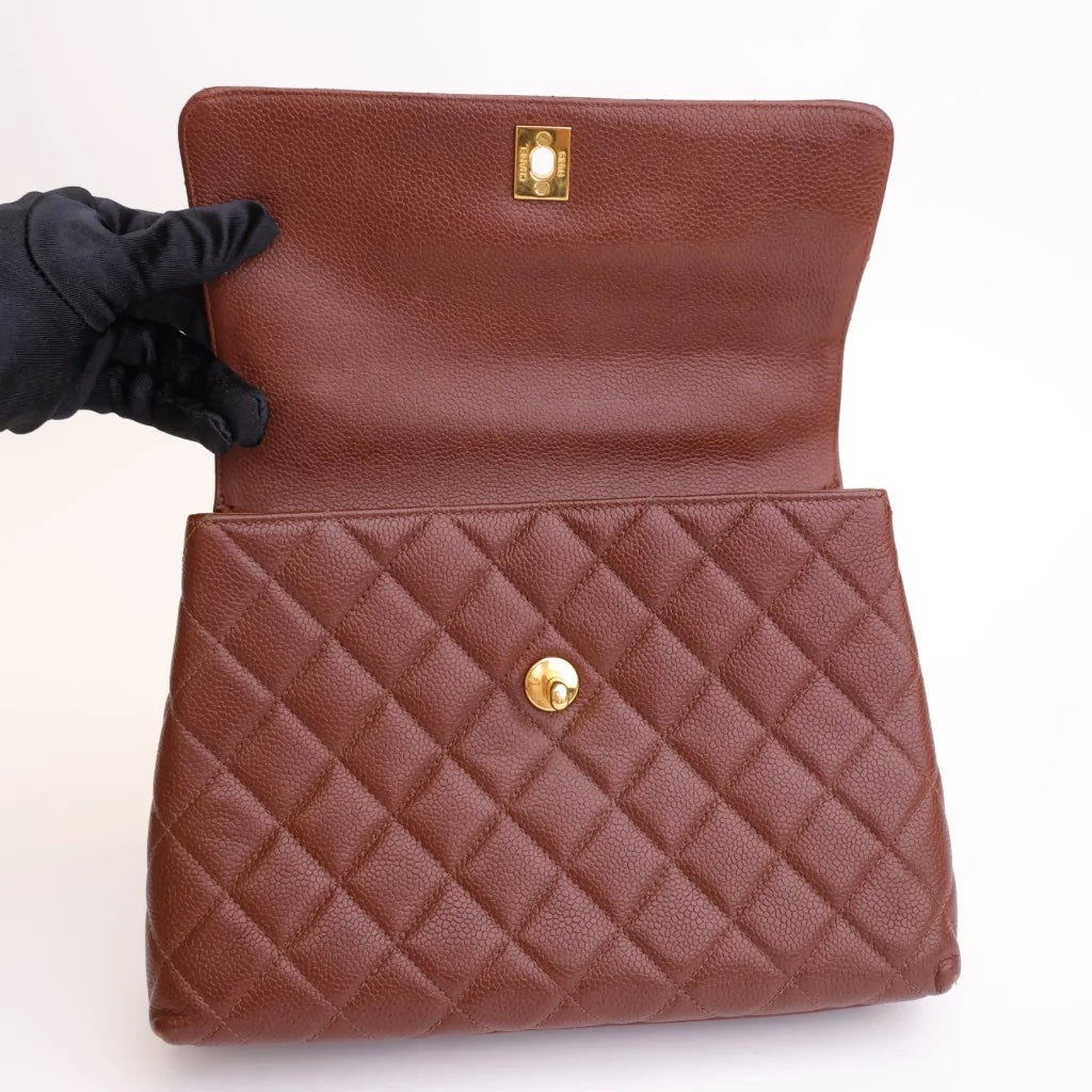 Brown Caviar Vintage Top Handle Bag