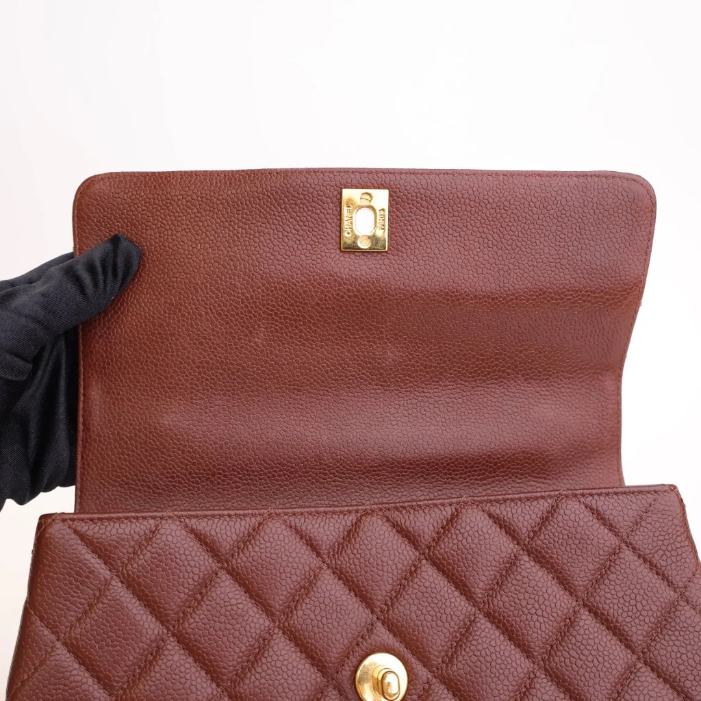 Brown Caviar Vintage Top Handle Bag