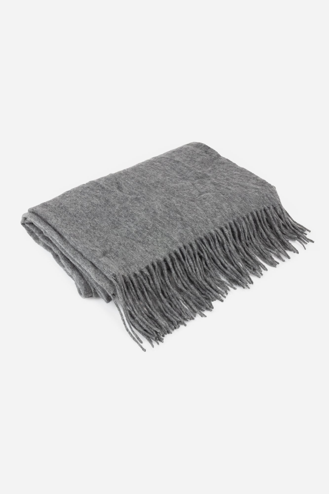 Grey Fringe Wool Scarf