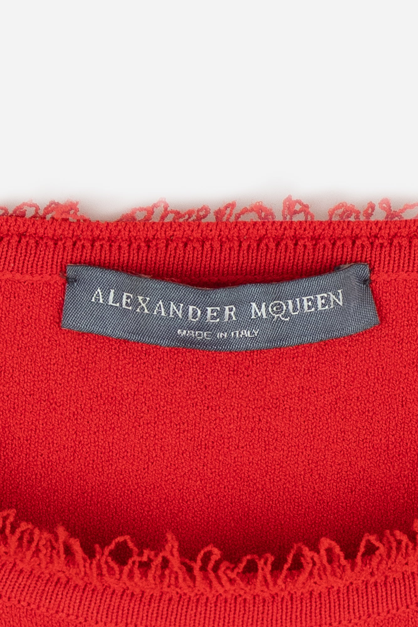 Red Crew Neck Knit Distressed Top
