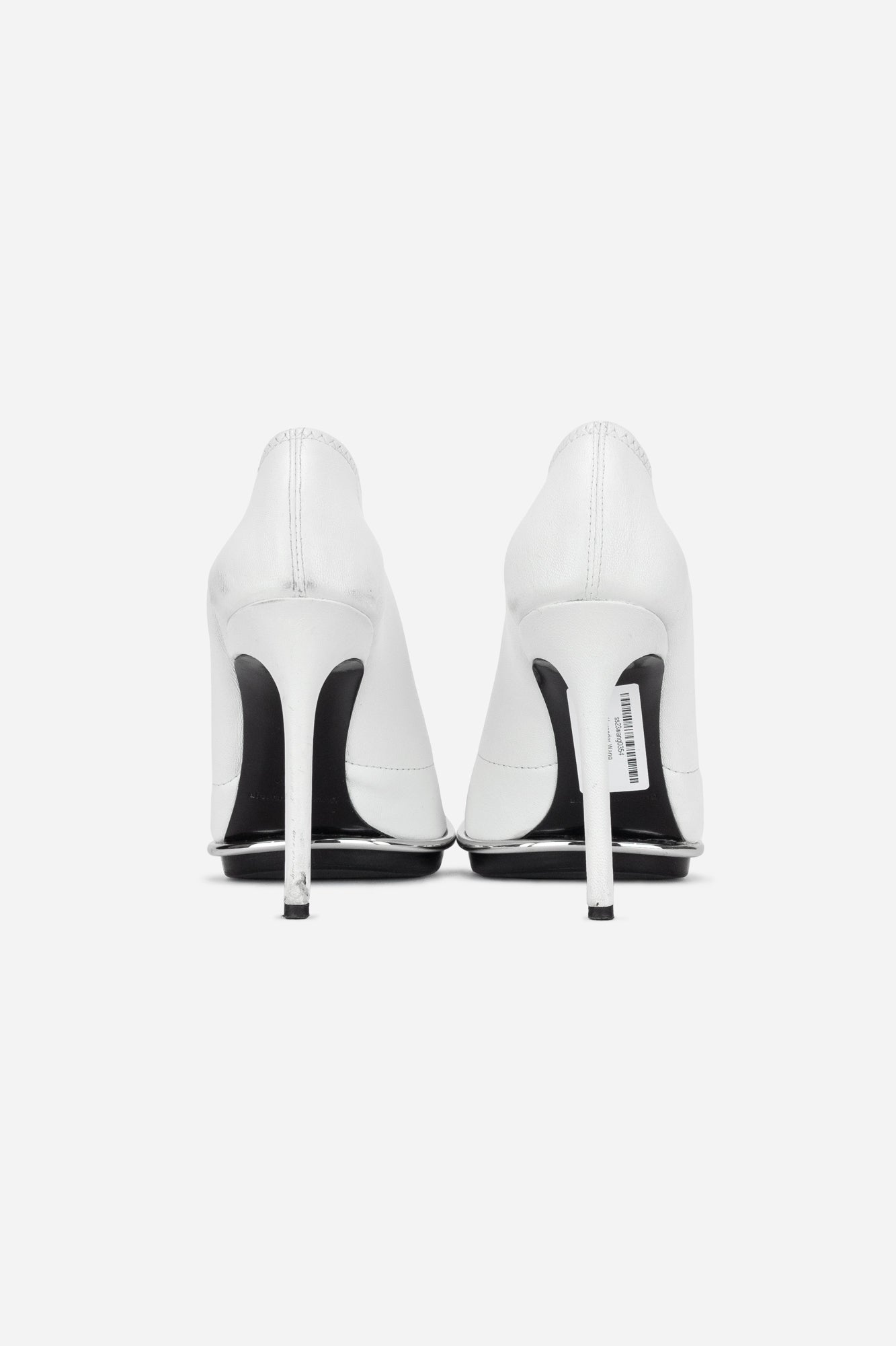 White Leather Pointed Toe Booties