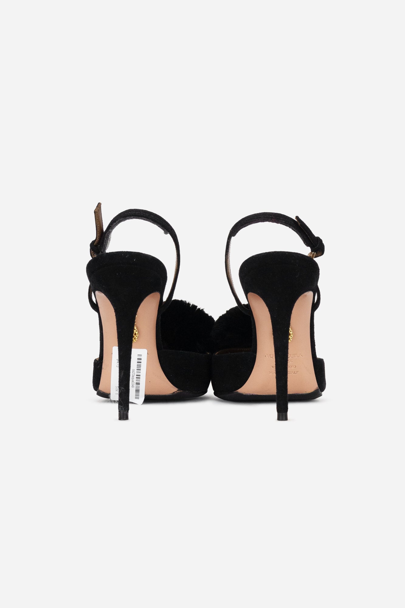 Black Suede Powder Puff Slingback Pumps