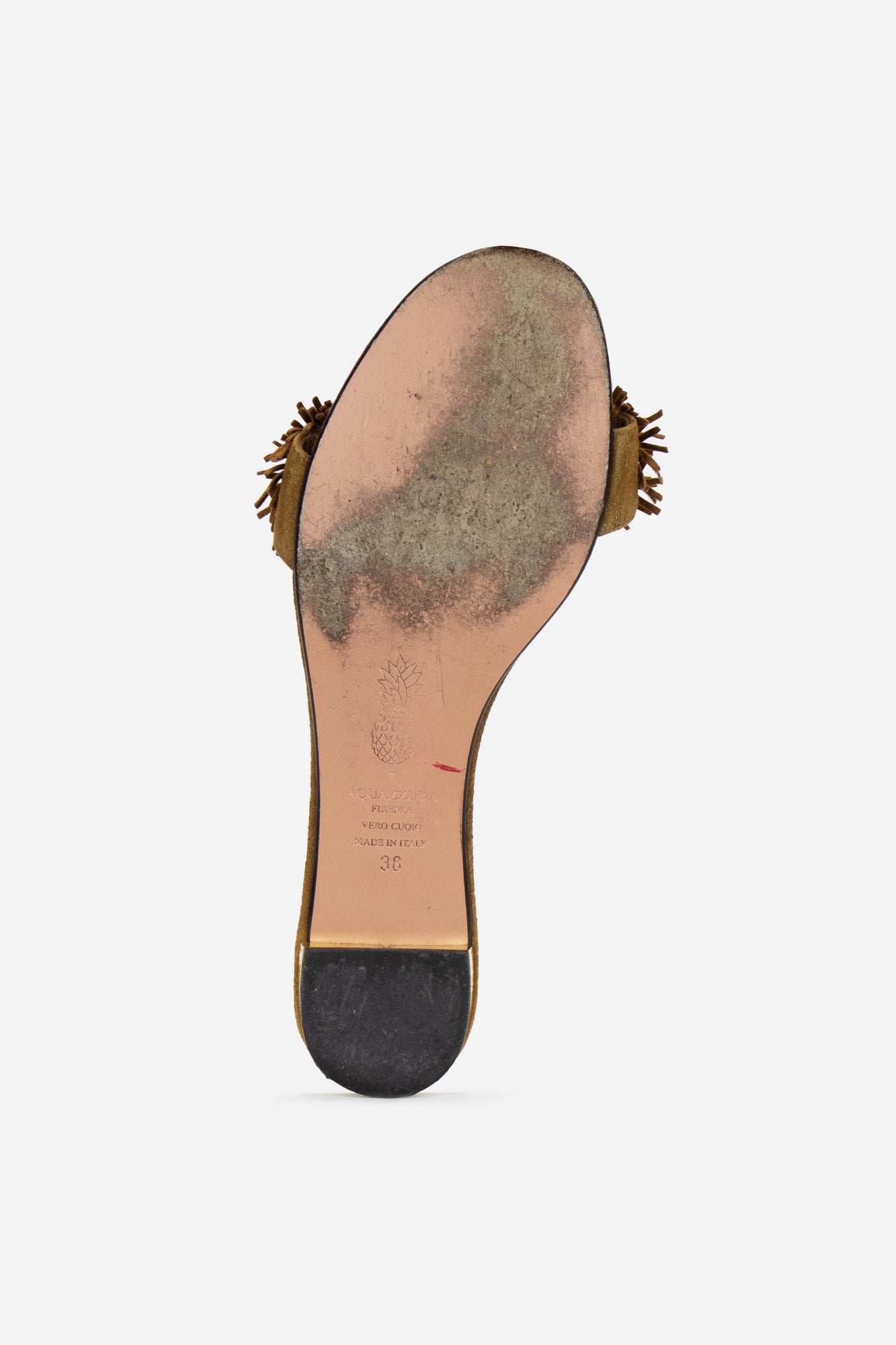 Brown Suede Wild Thing Fringe Flat Slide Sandals