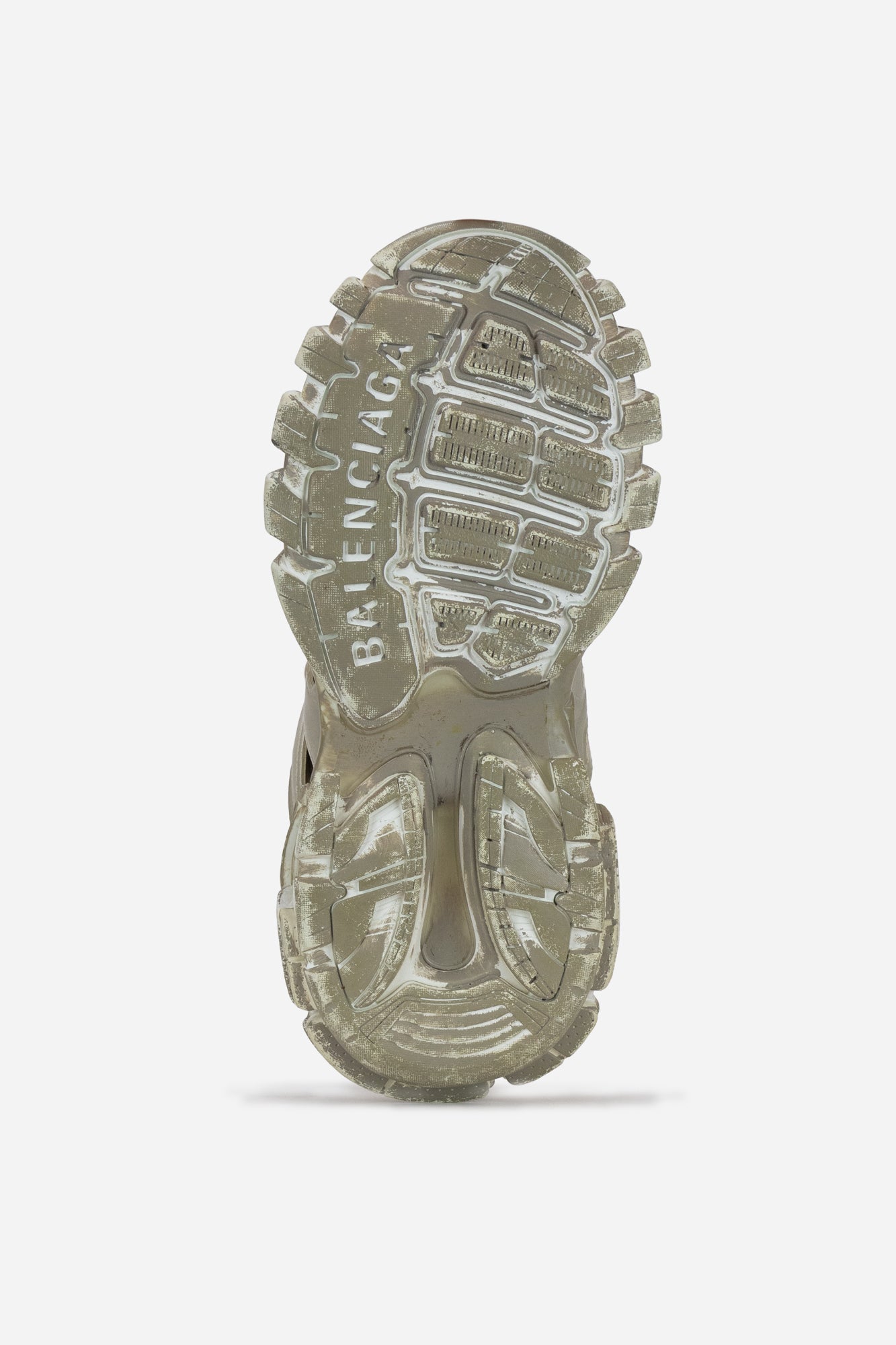 Beige Track Trainers Distressed Sneakers