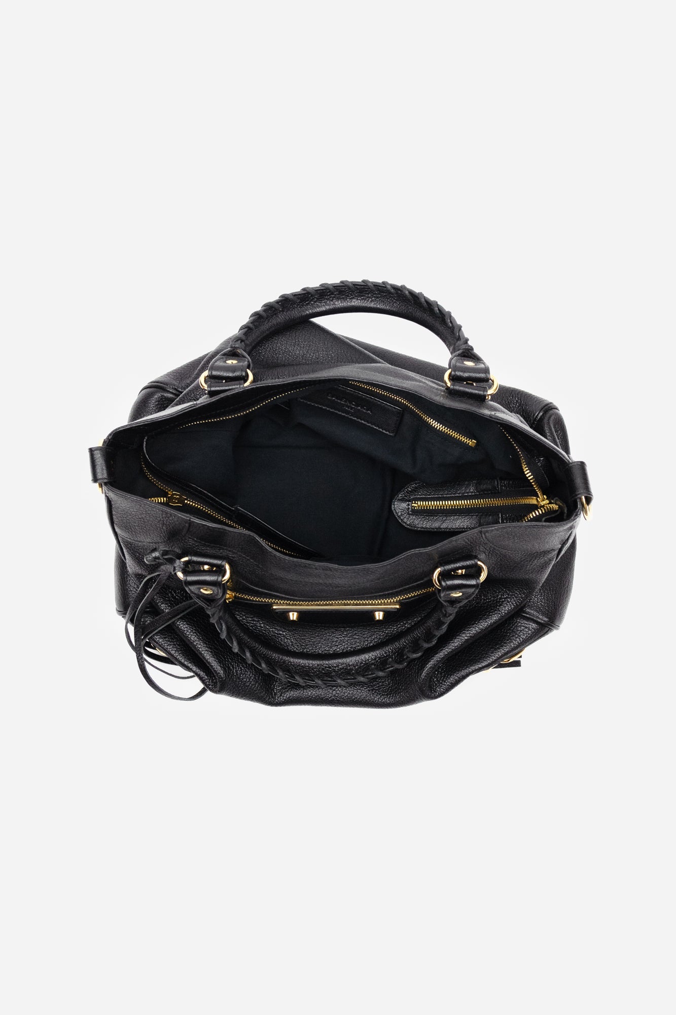 Black Grained Leather Motocross City Bag