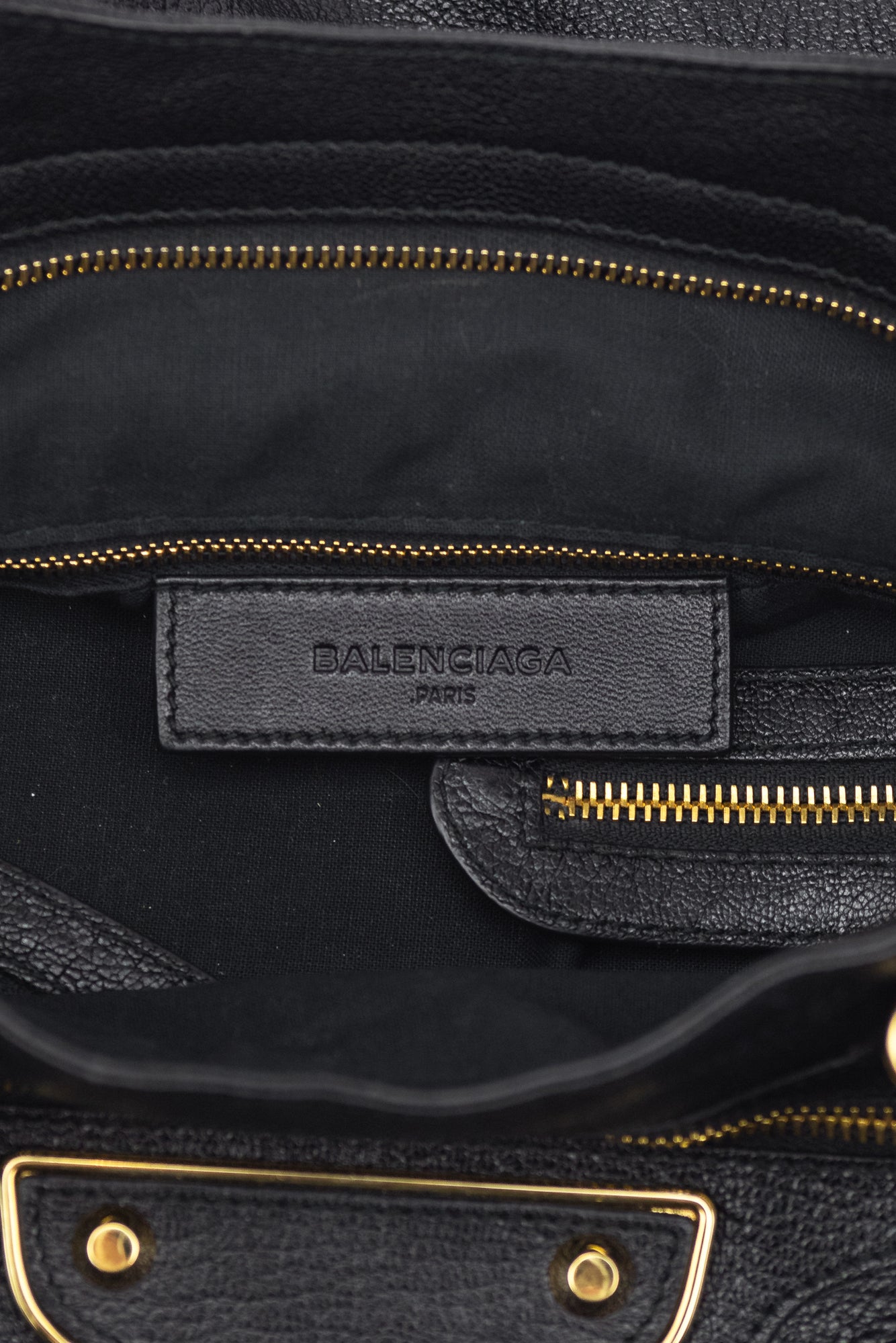 Black Grained Leather Motocross City Bag