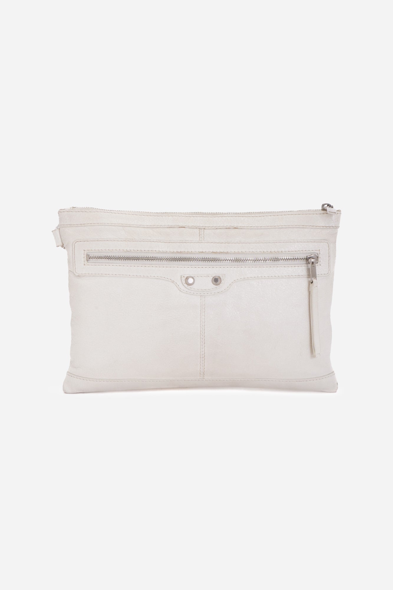 White Leather Motocross Clutch