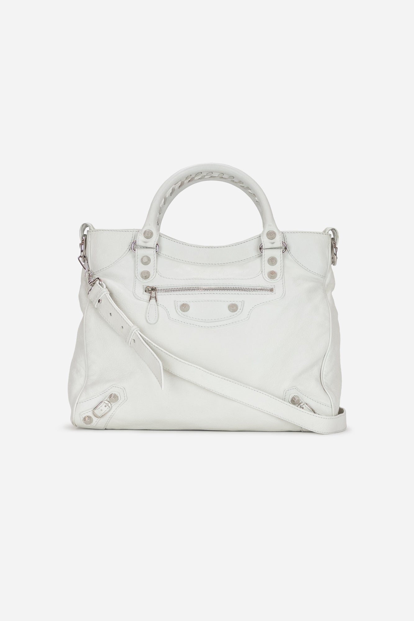White Leather Motocross Velo Bag