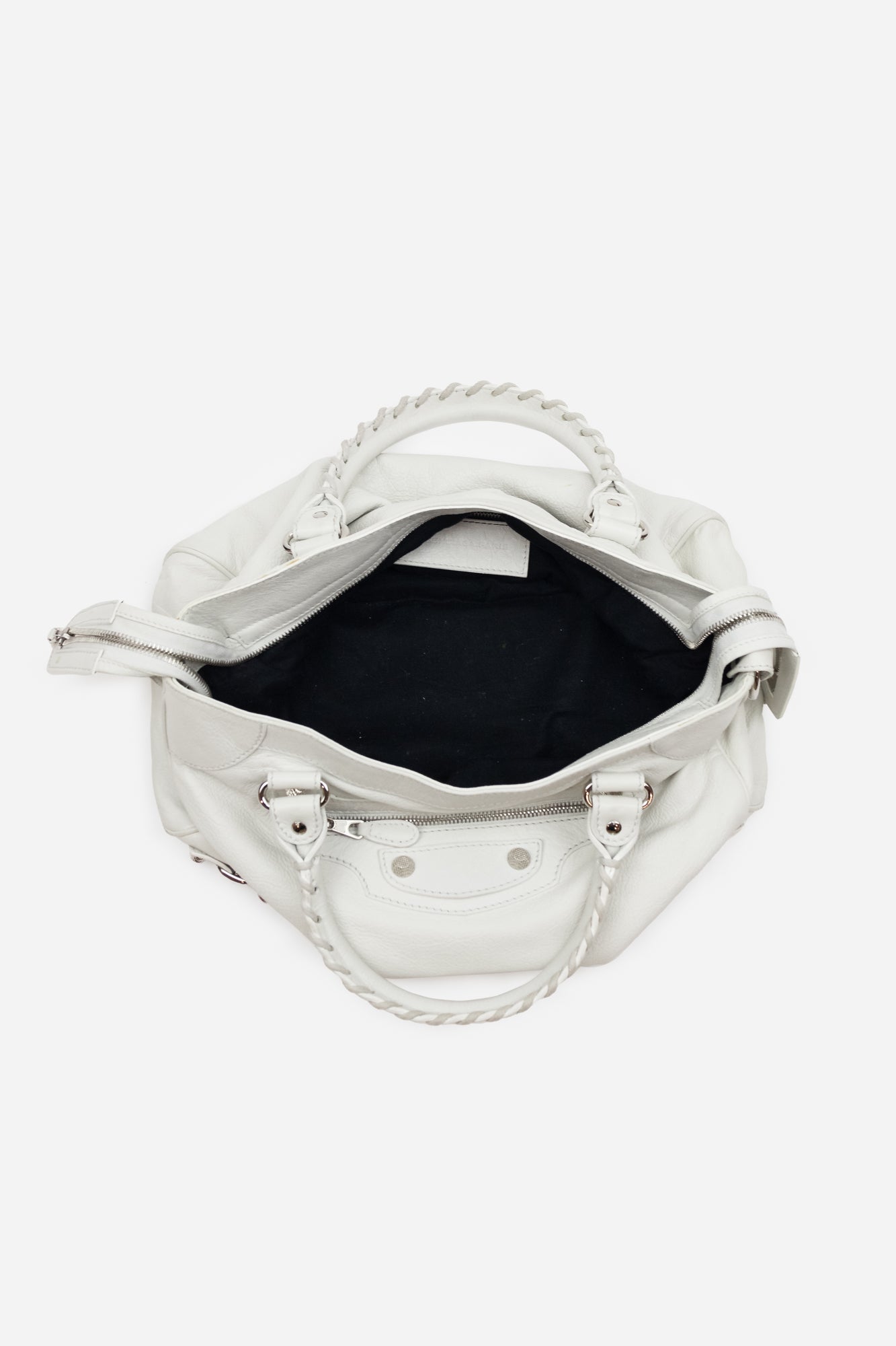White Leather Motocross Velo Bag