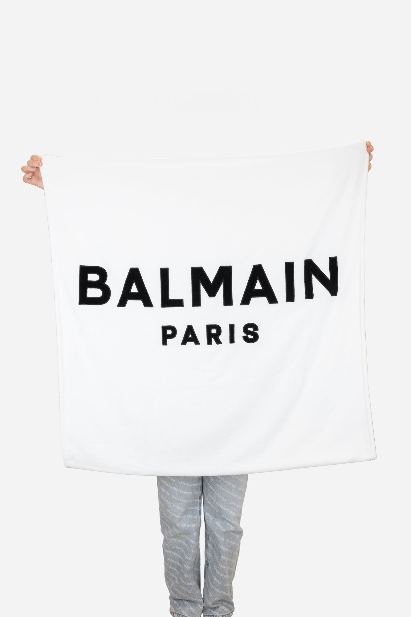 White and Black Logo Beach Towel 2