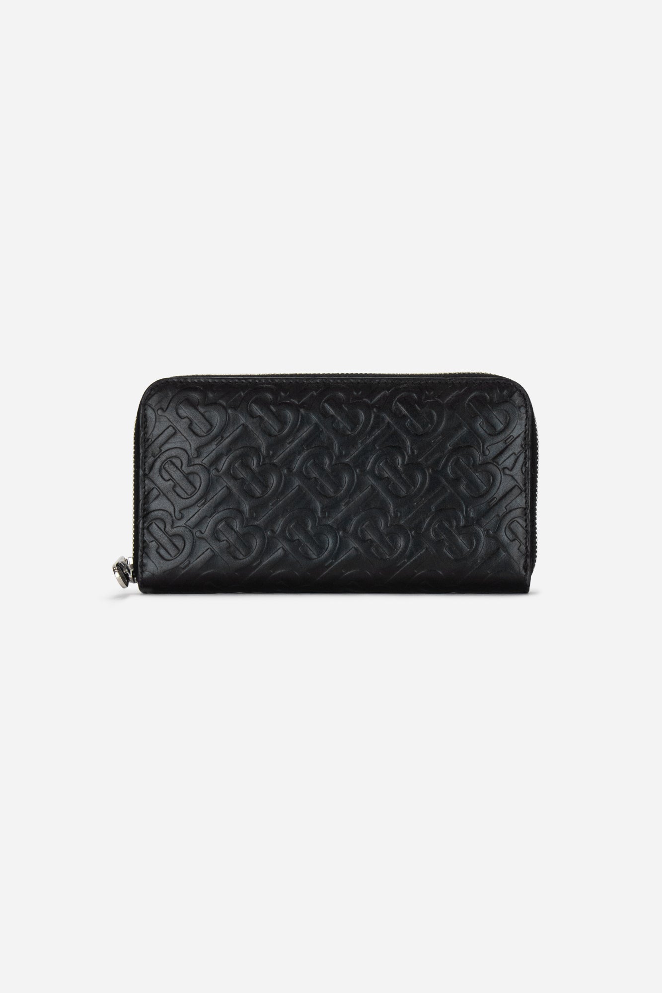 Black Leather Monogram TB Zip Around Wallet