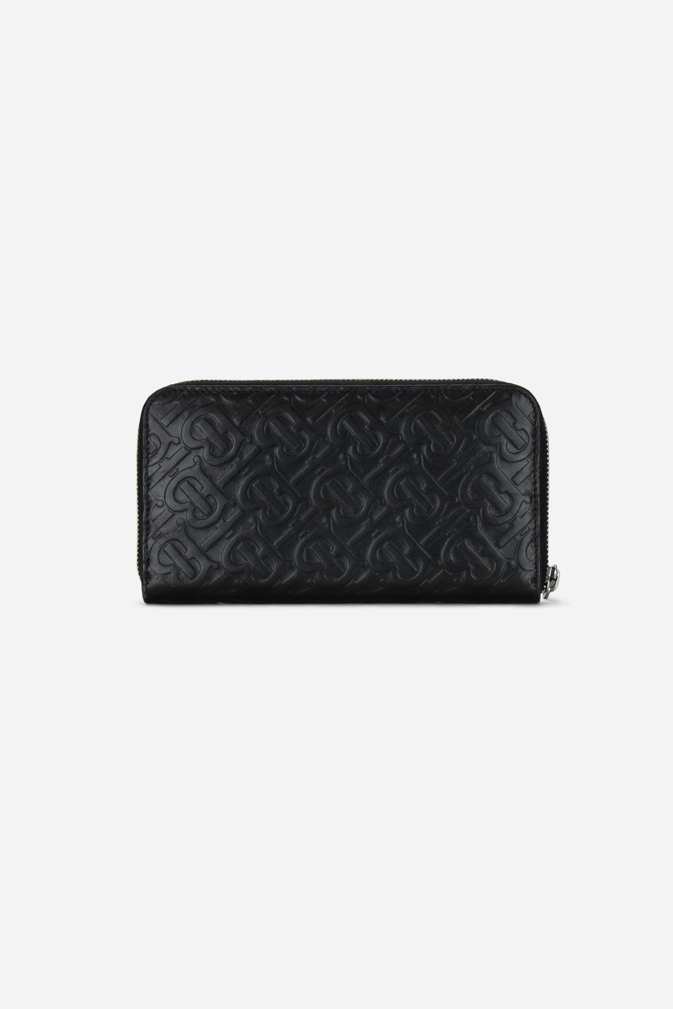 Black Leather Monogram TB Zip Around Wallet