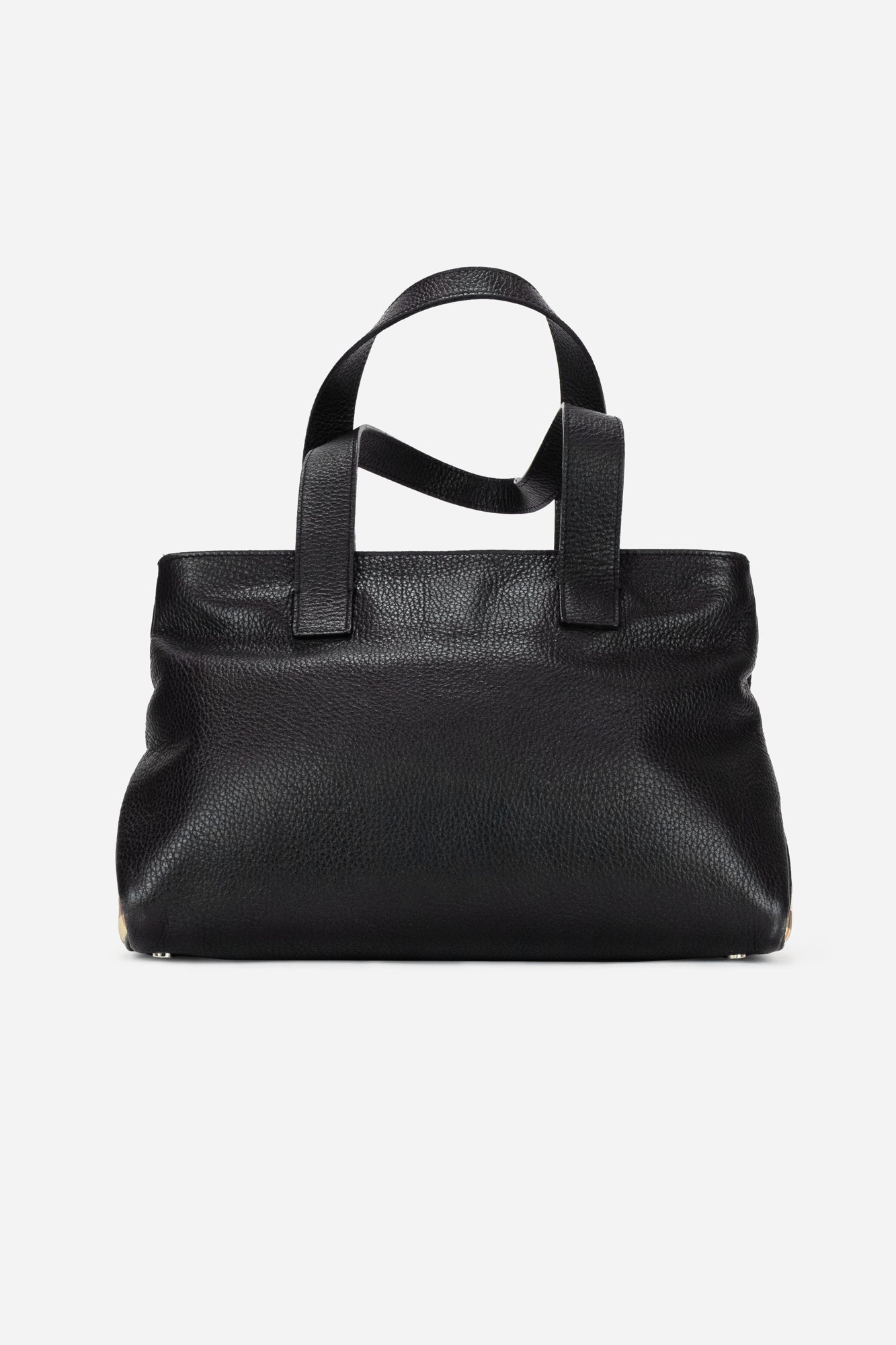 Black Leather Horn Toggle Tote