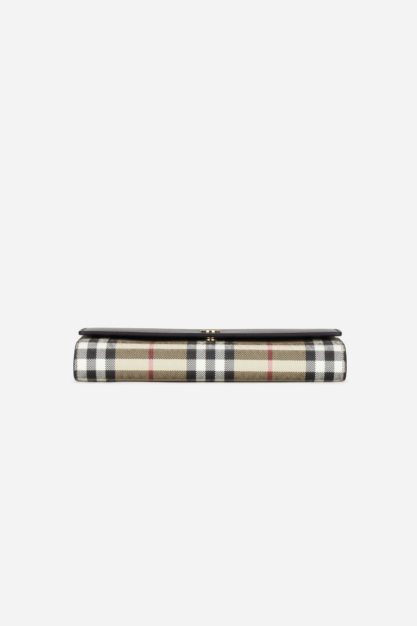 Black Vintage Check and Leather Continental Wallet