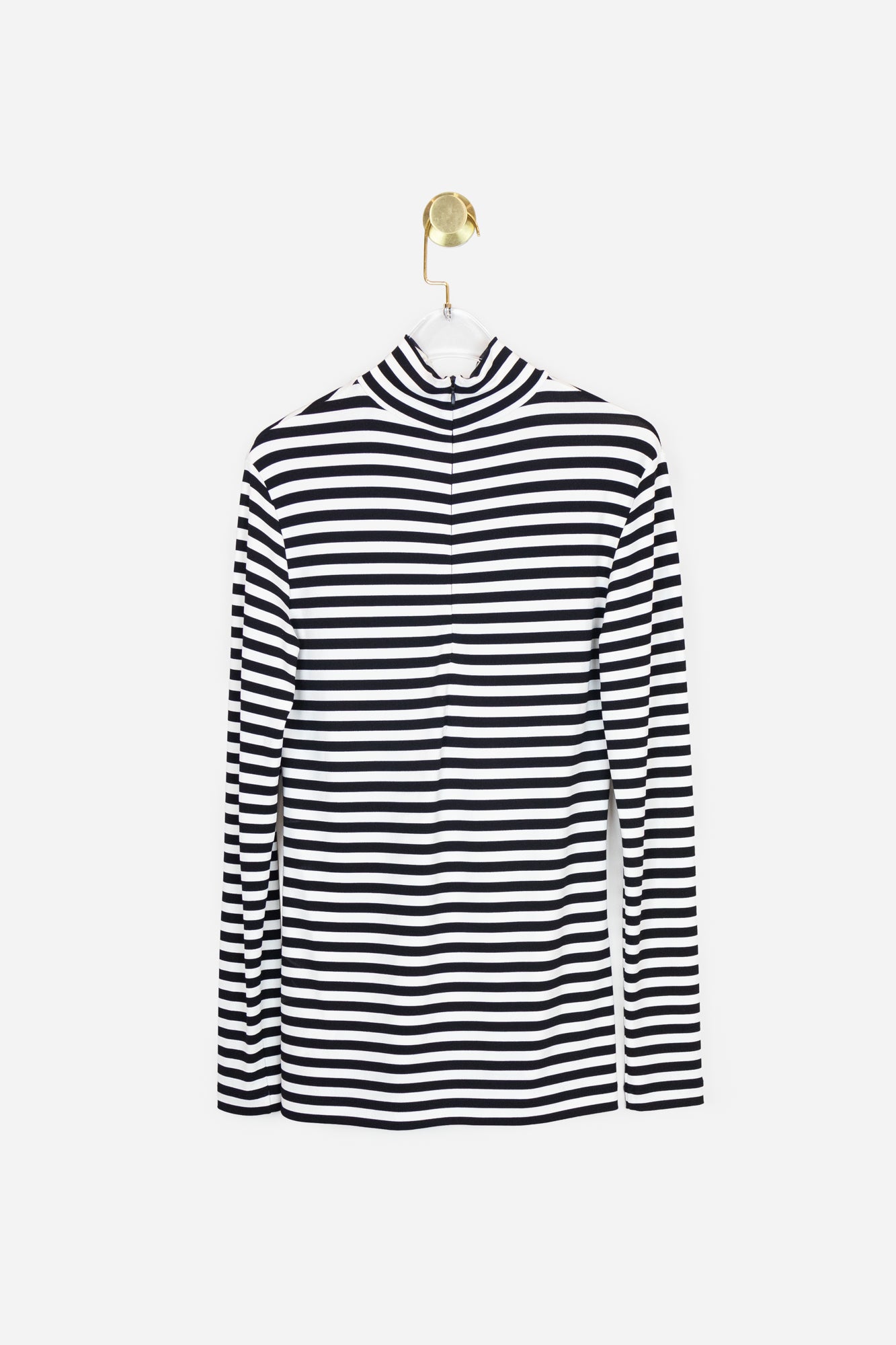 Black and White Horizontal Stripe Turtleneck Top