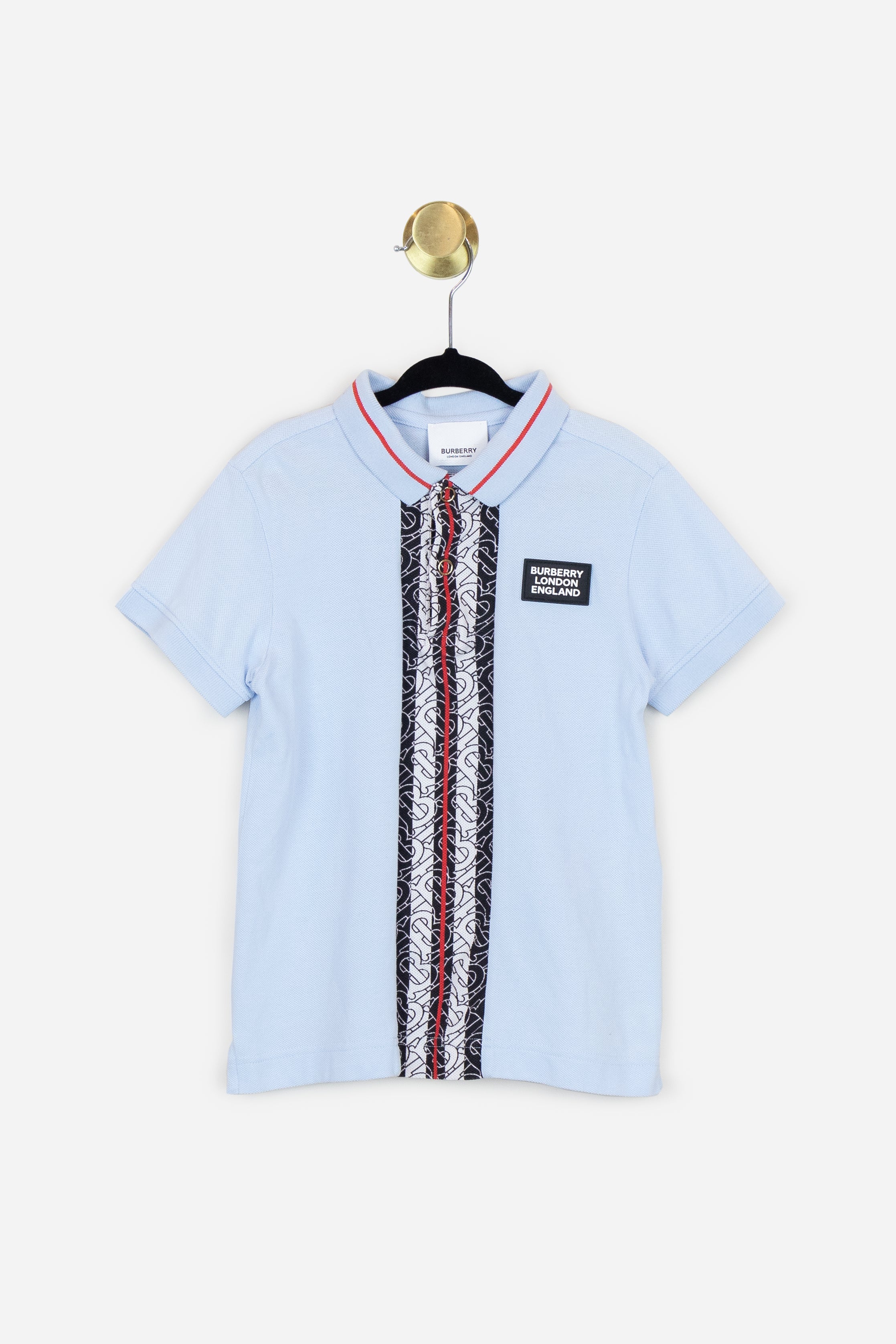 Blue Short Sleeve Polo with Logo Detail