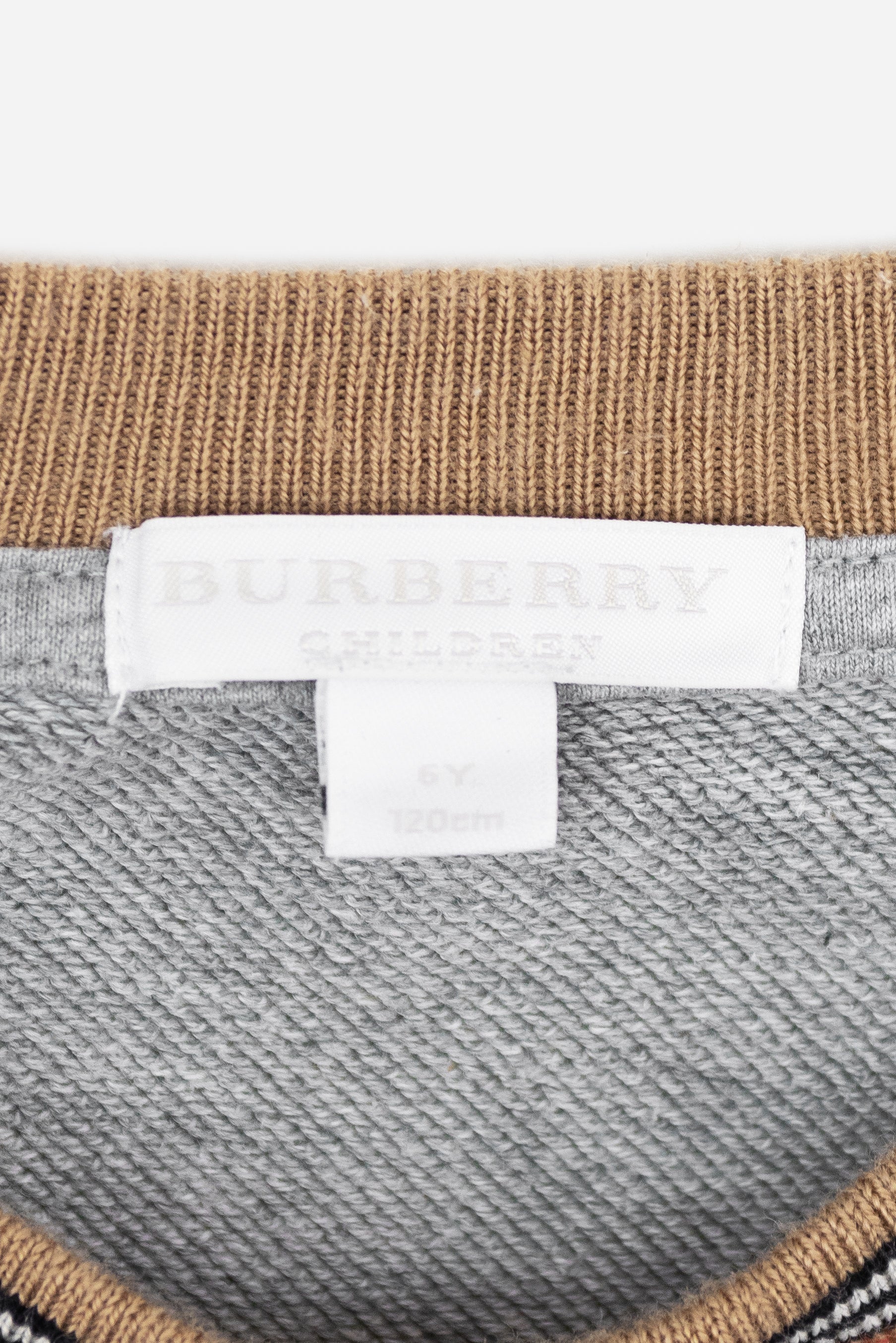 Grey Logo Pullover with Knit Trim
