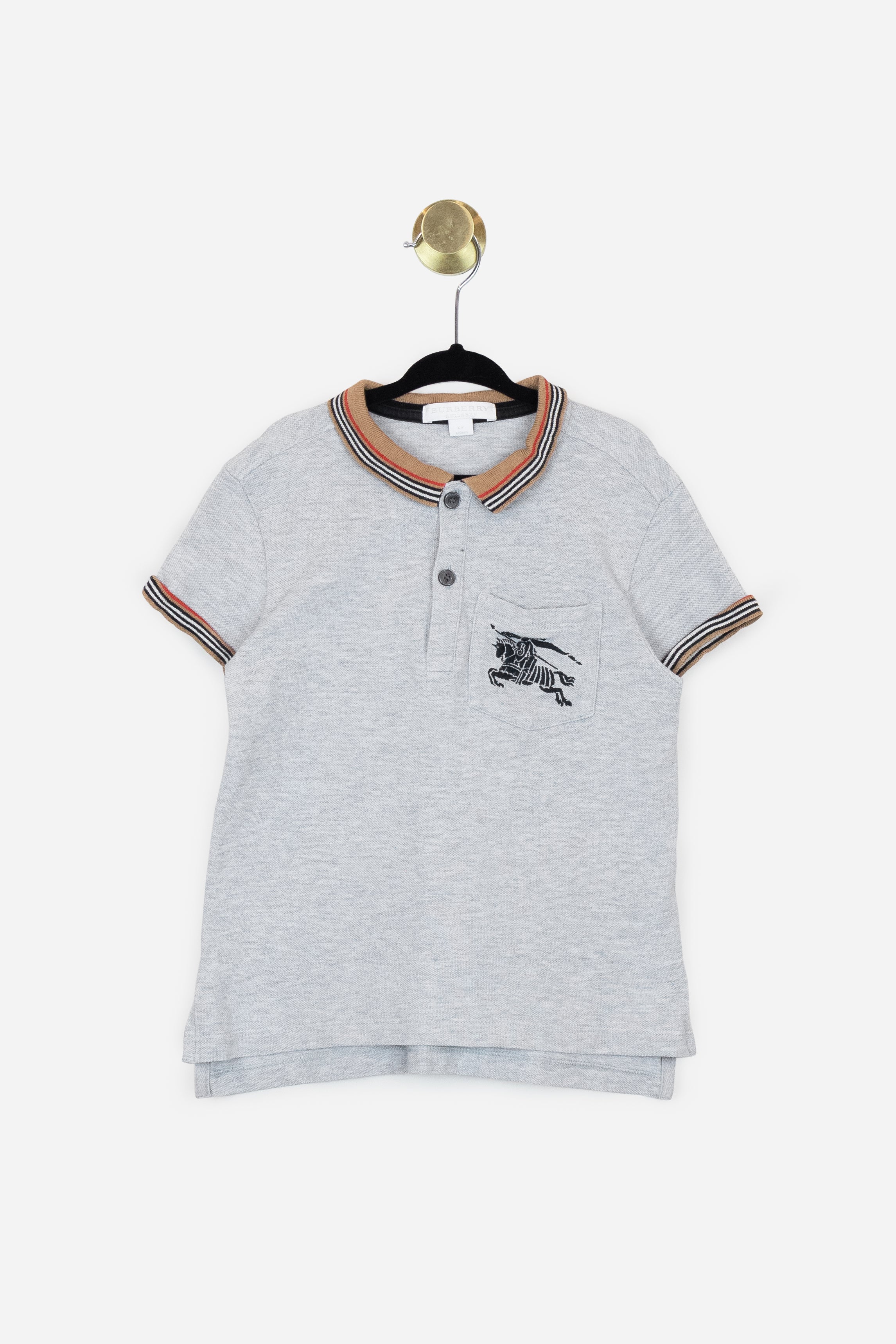 Grey Short Sleeve Polo with Trim