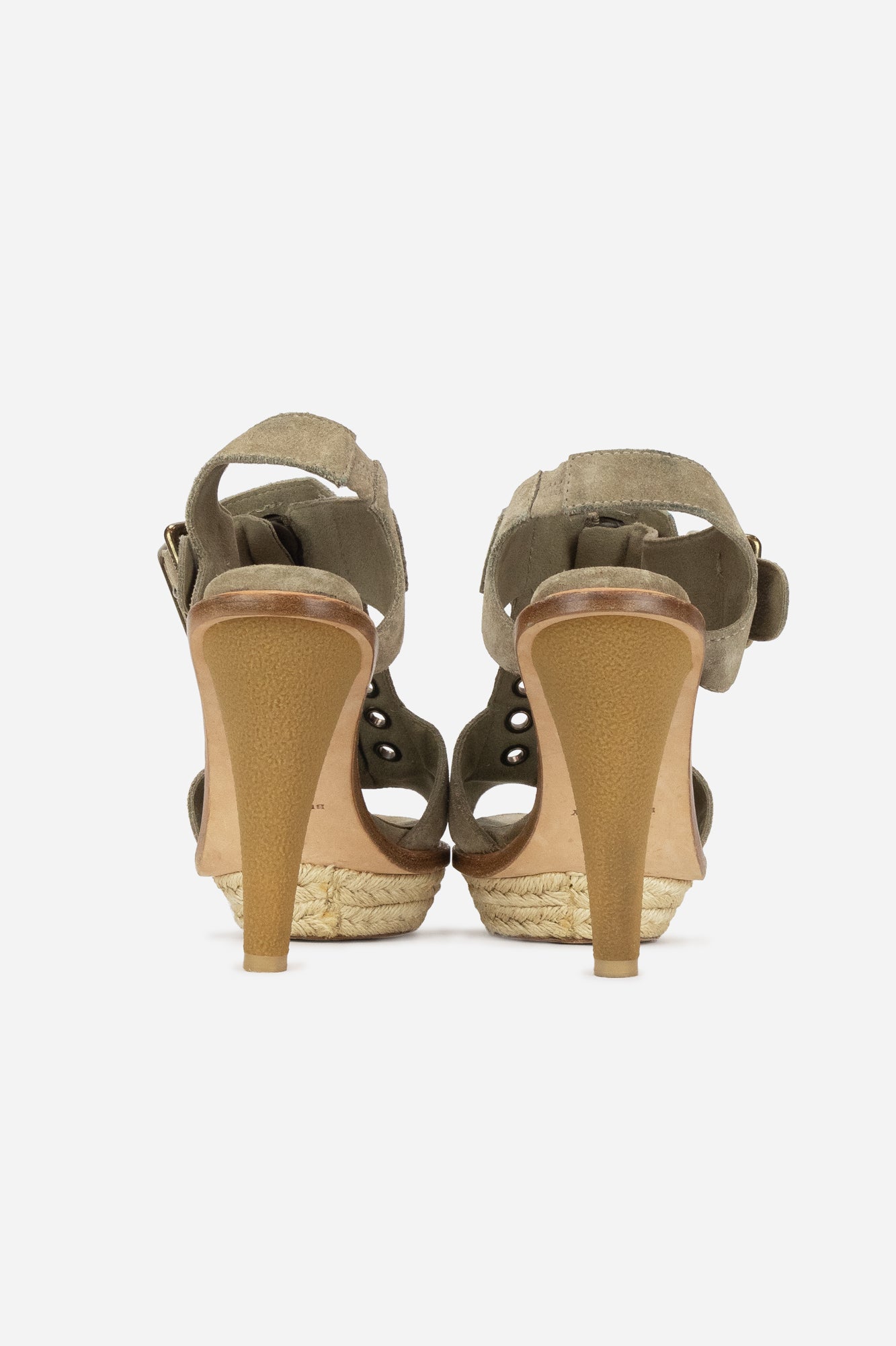 Khaki Suede Fringed Open-Toe Booties