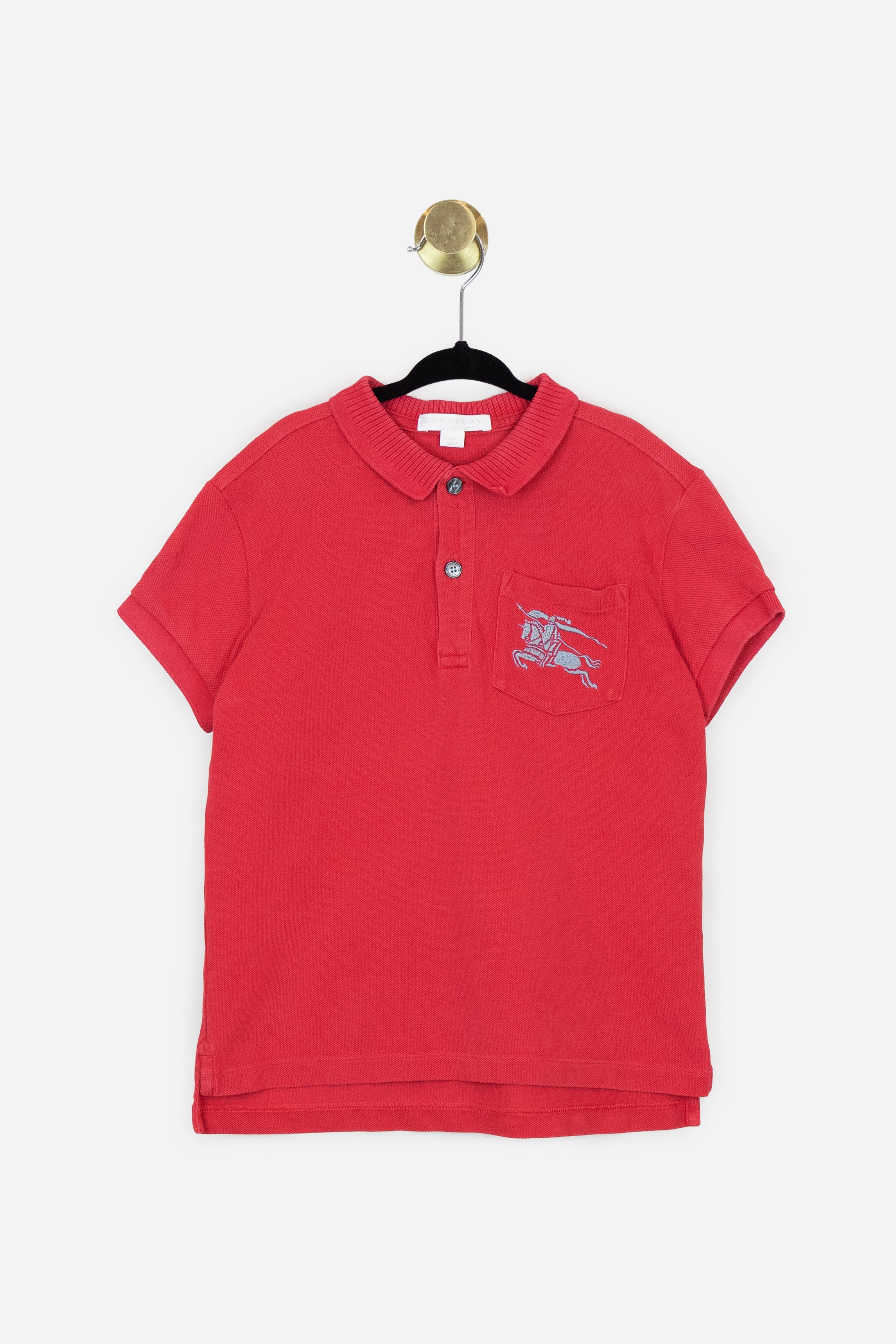 Red Short Sleeve Polo with Embroidered Pocket