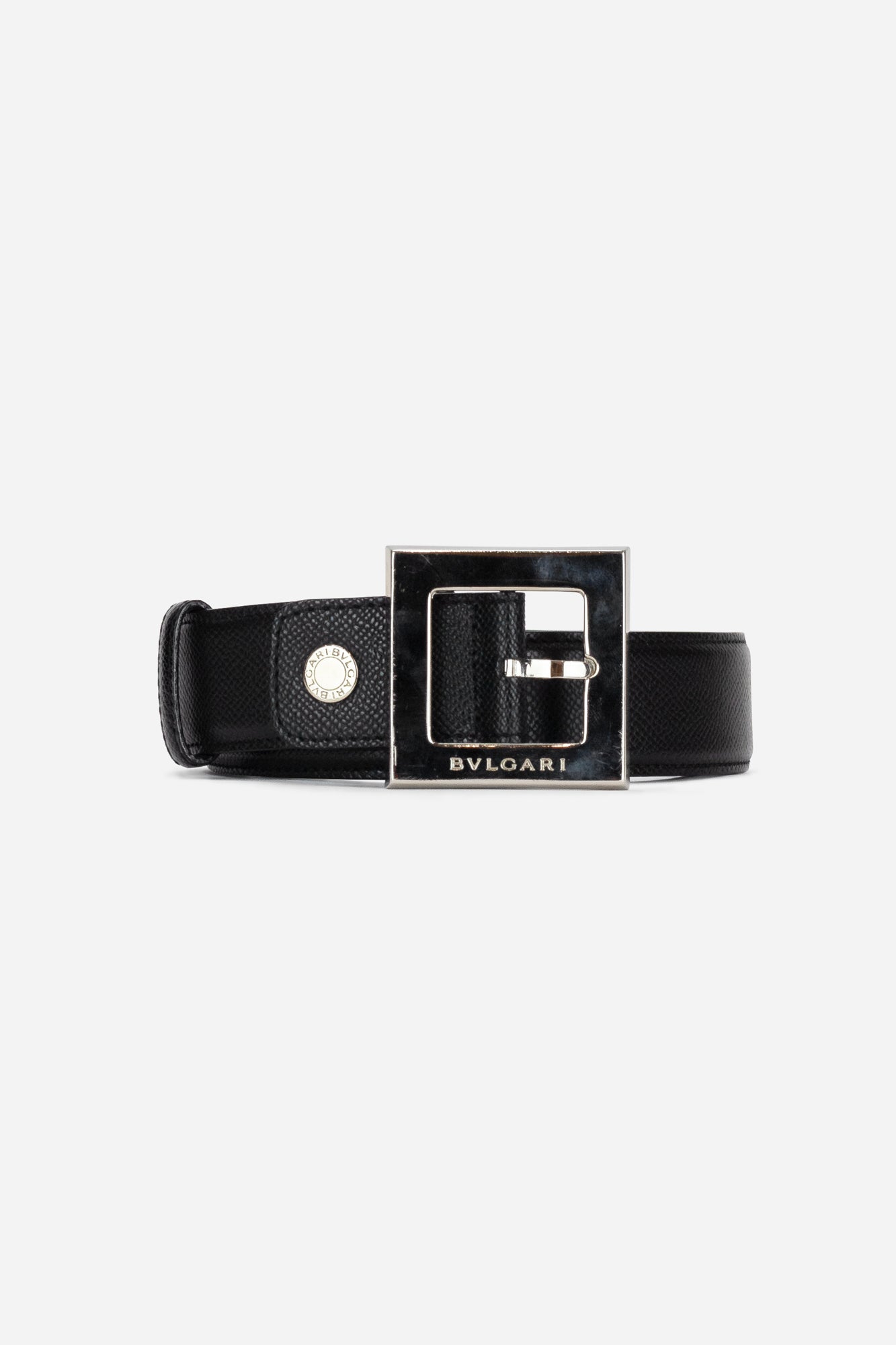 Black Leather Belt with Silver Buckle