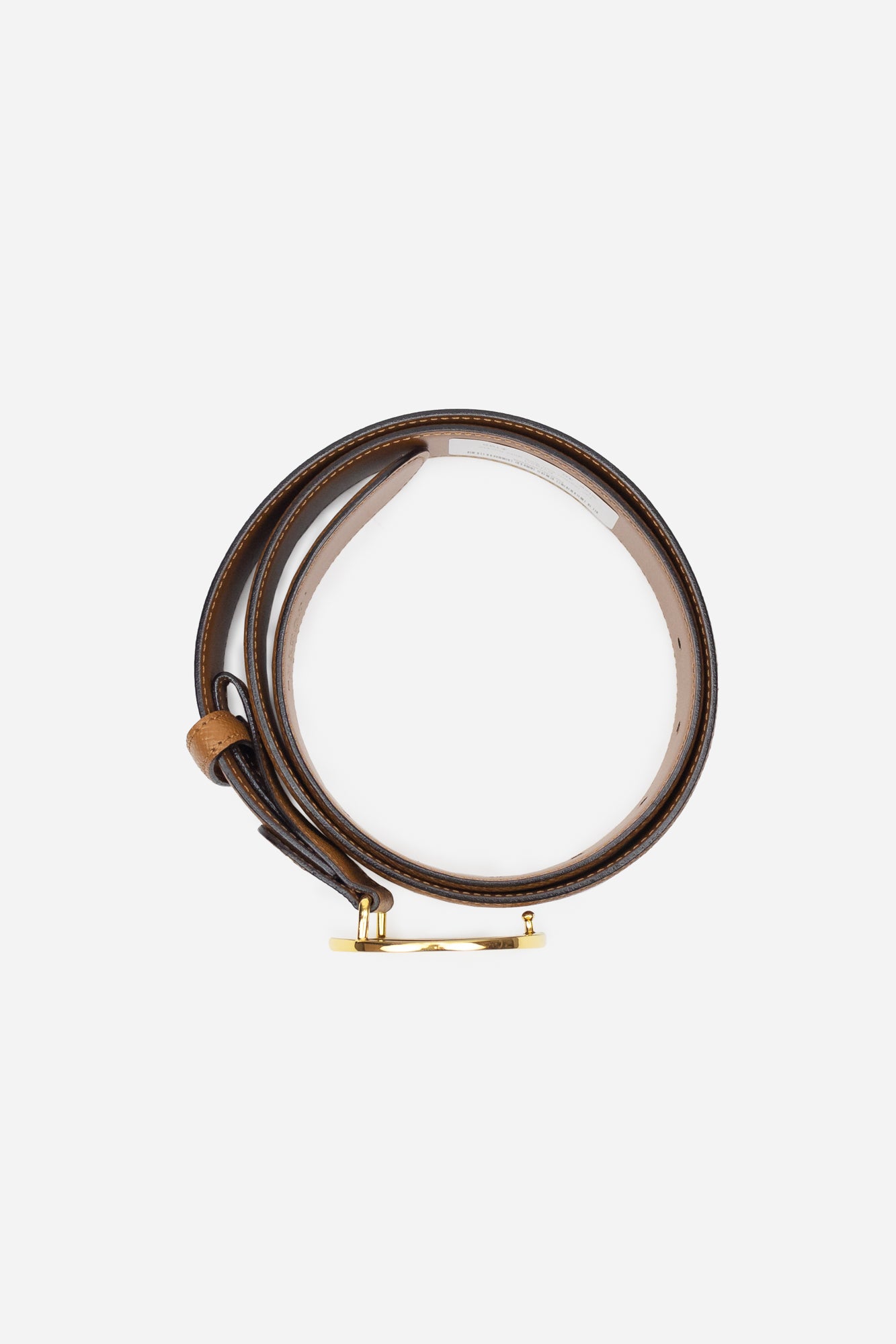 Tan Leather Belt with Gold Buckle