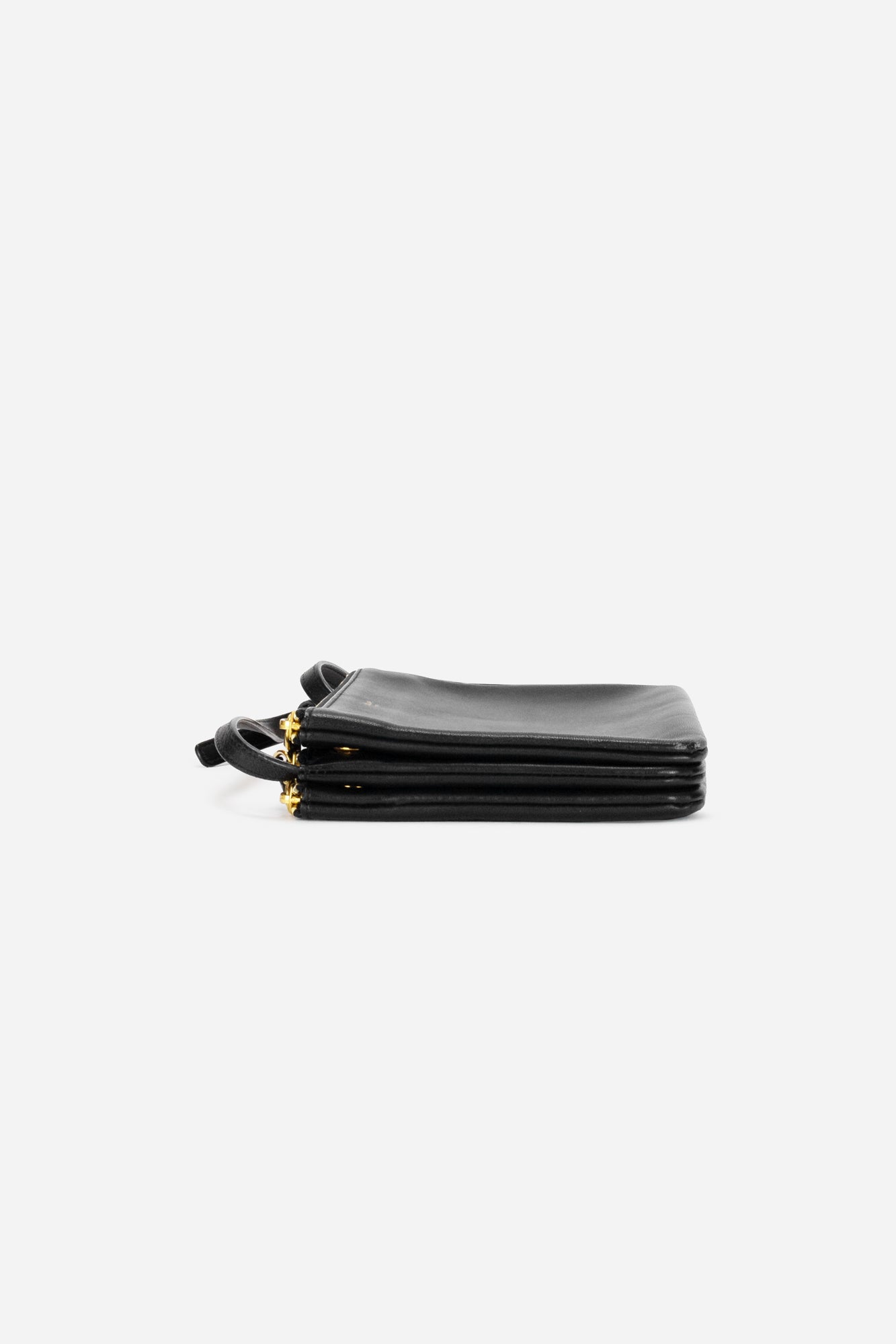 Black Leather Small Trio Bag