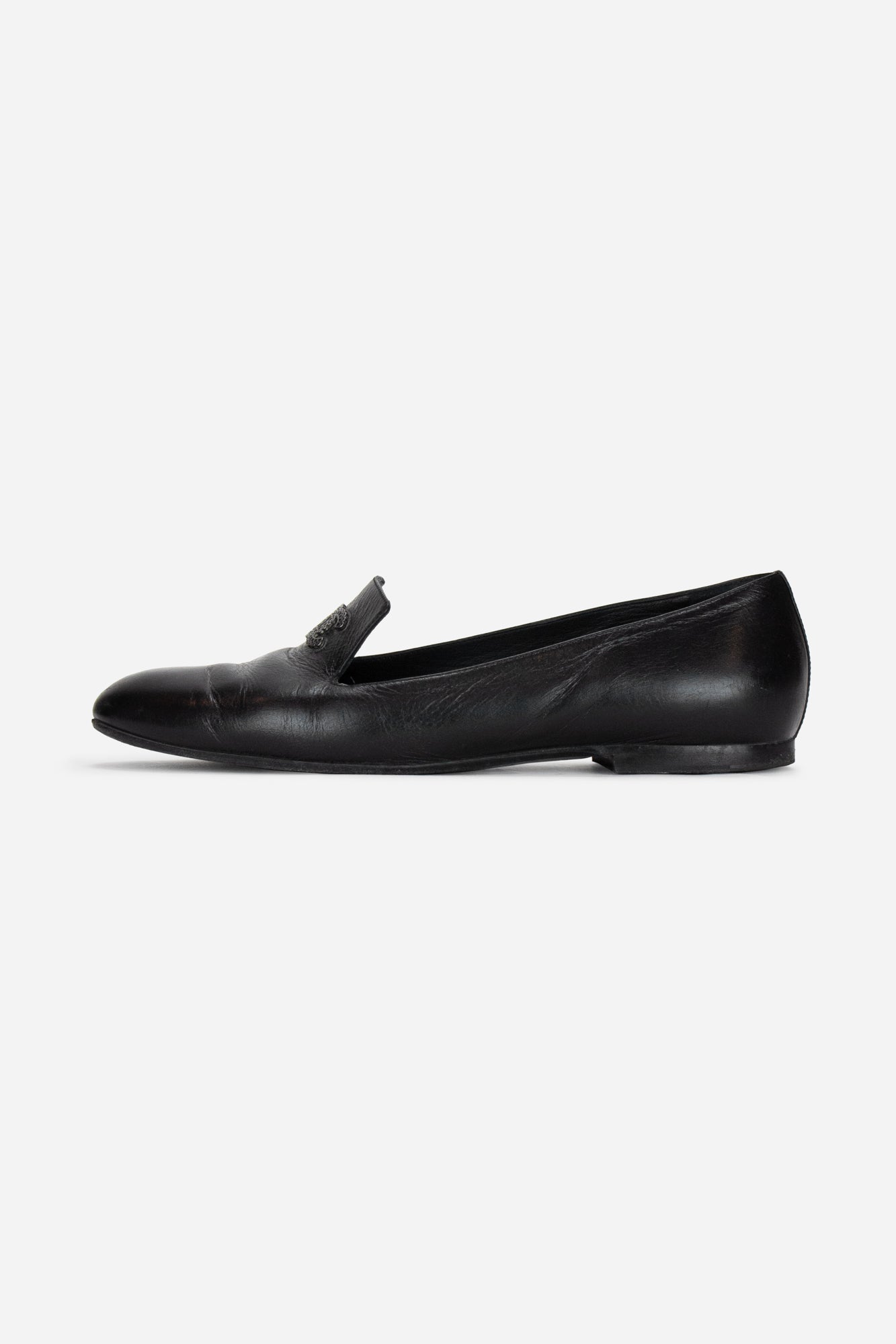 Black Interlocking CC Logo Loafers