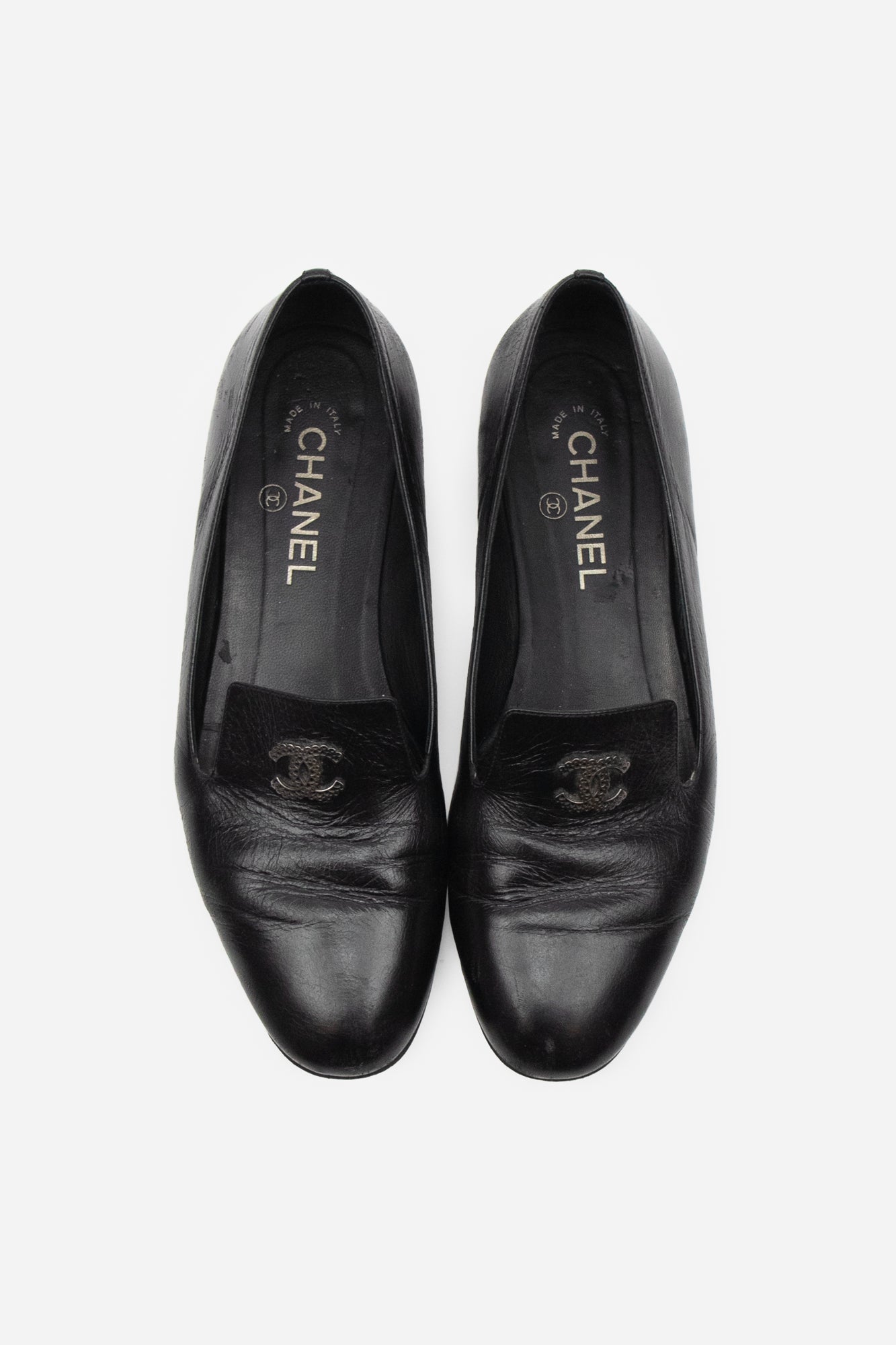 Black Interlocking CC Logo Loafers