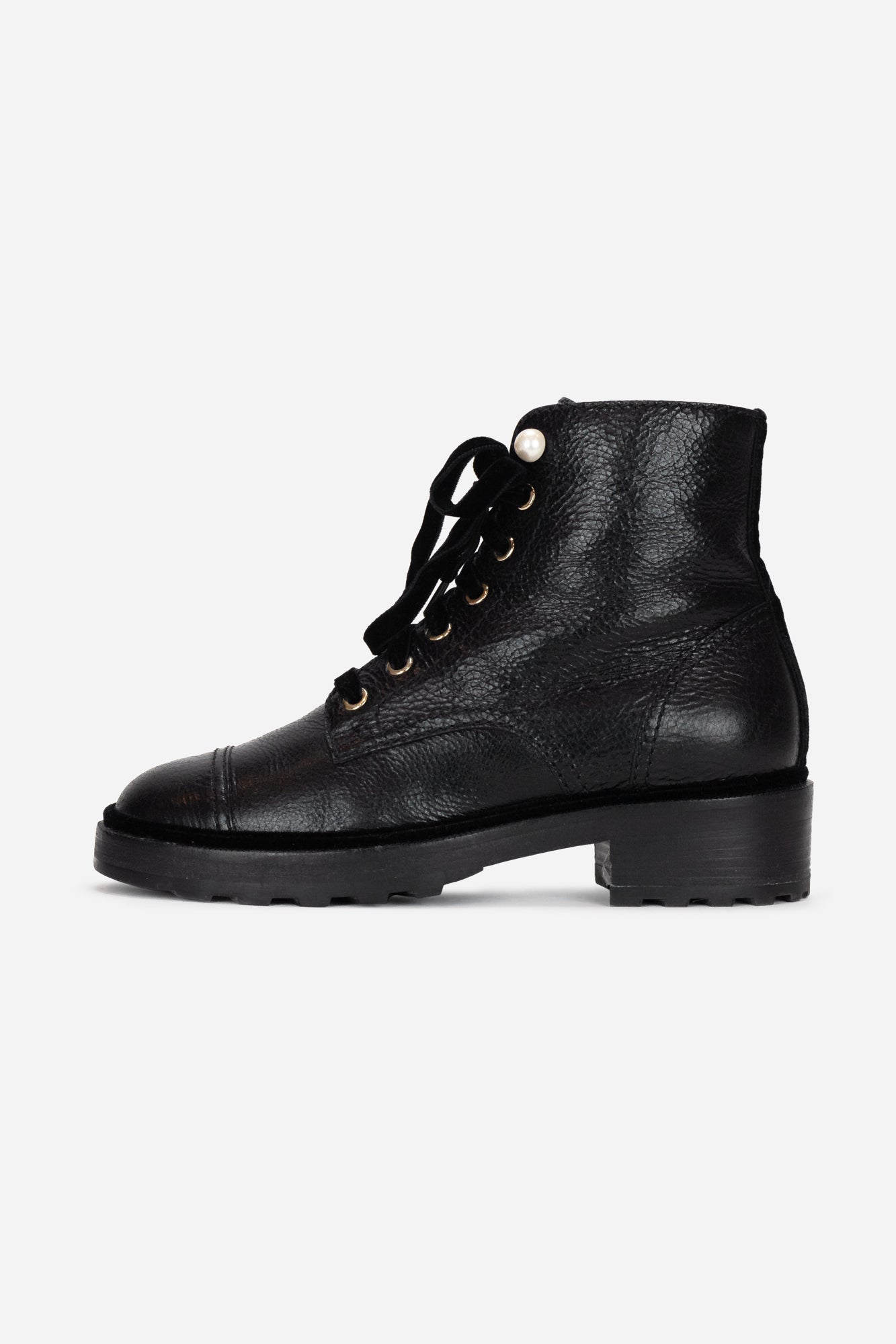 Black Leather CC Combat Boots