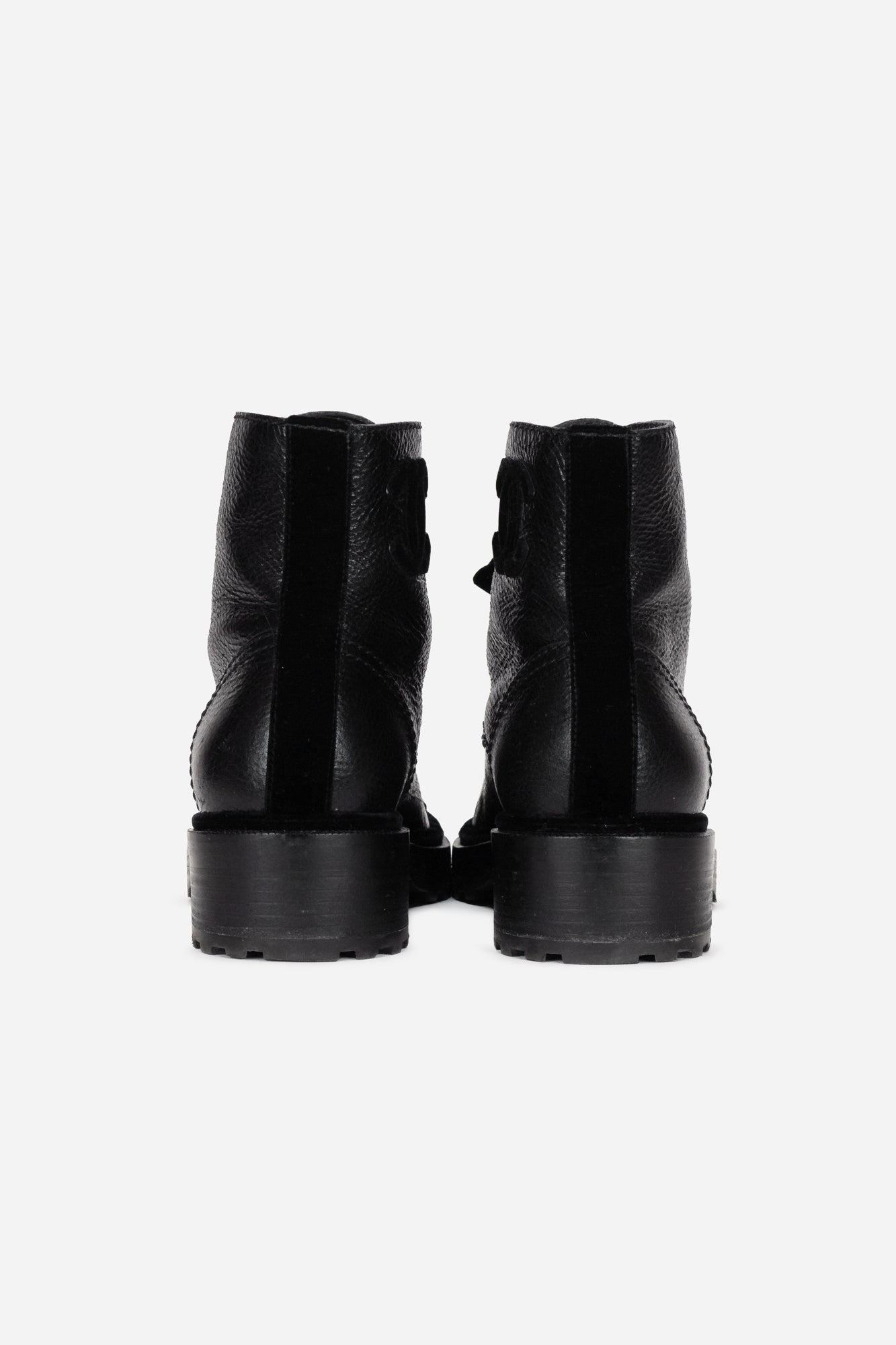 Black Leather CC Combat Boots
